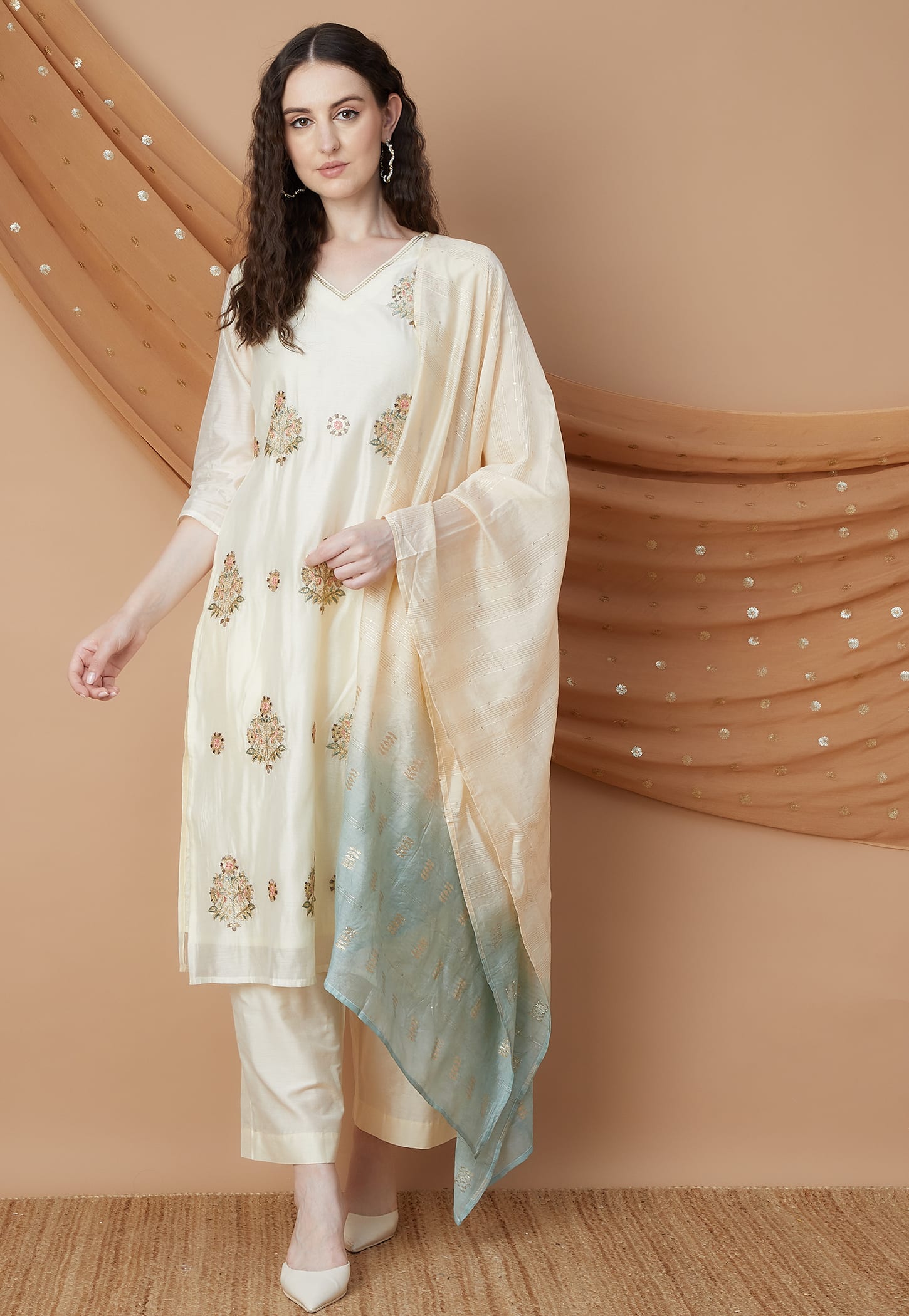 MELANGE Embroidered Straight Kurta Set-picture-47