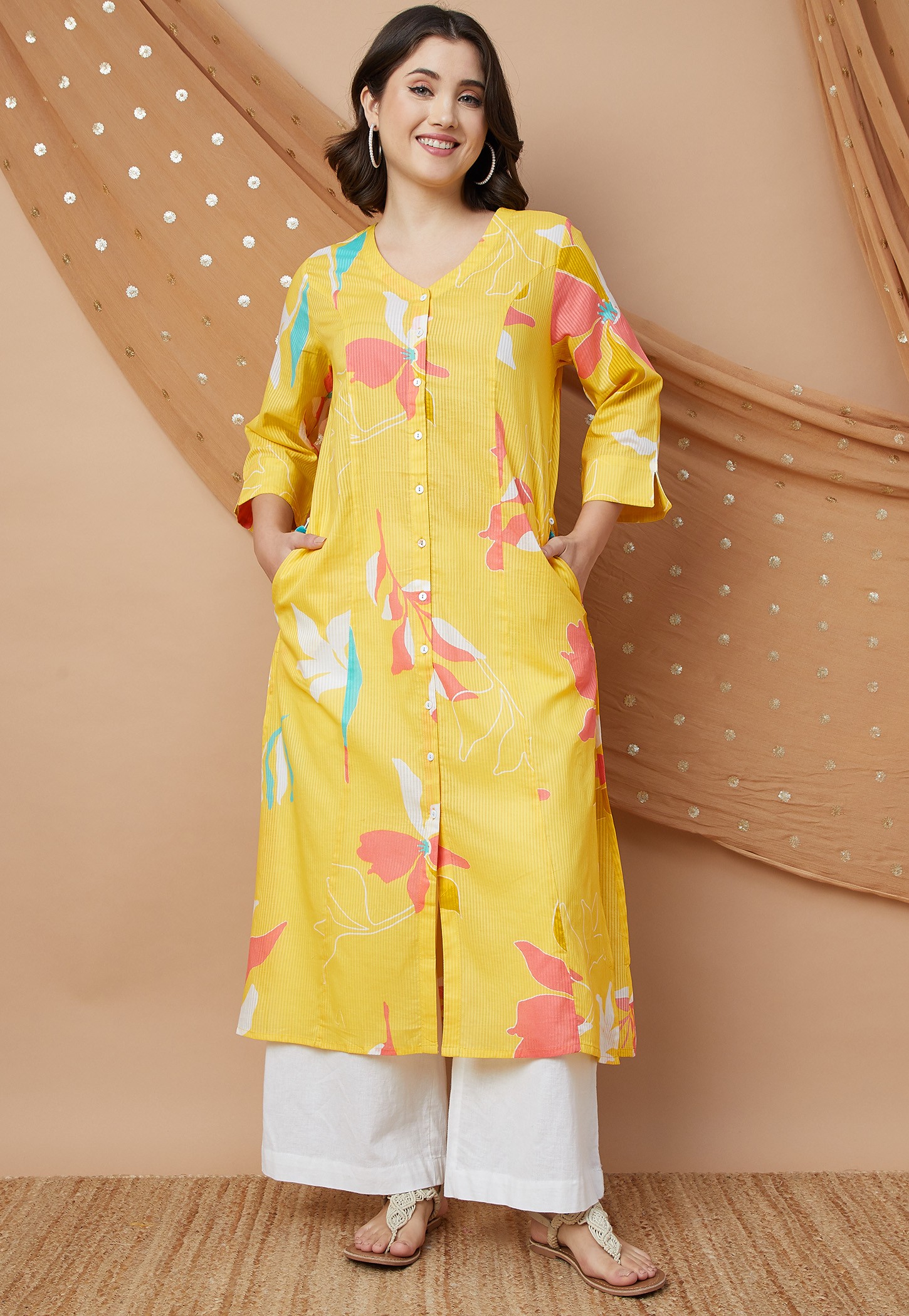 MELANGE Floral Print Straight Kurta-picture-31