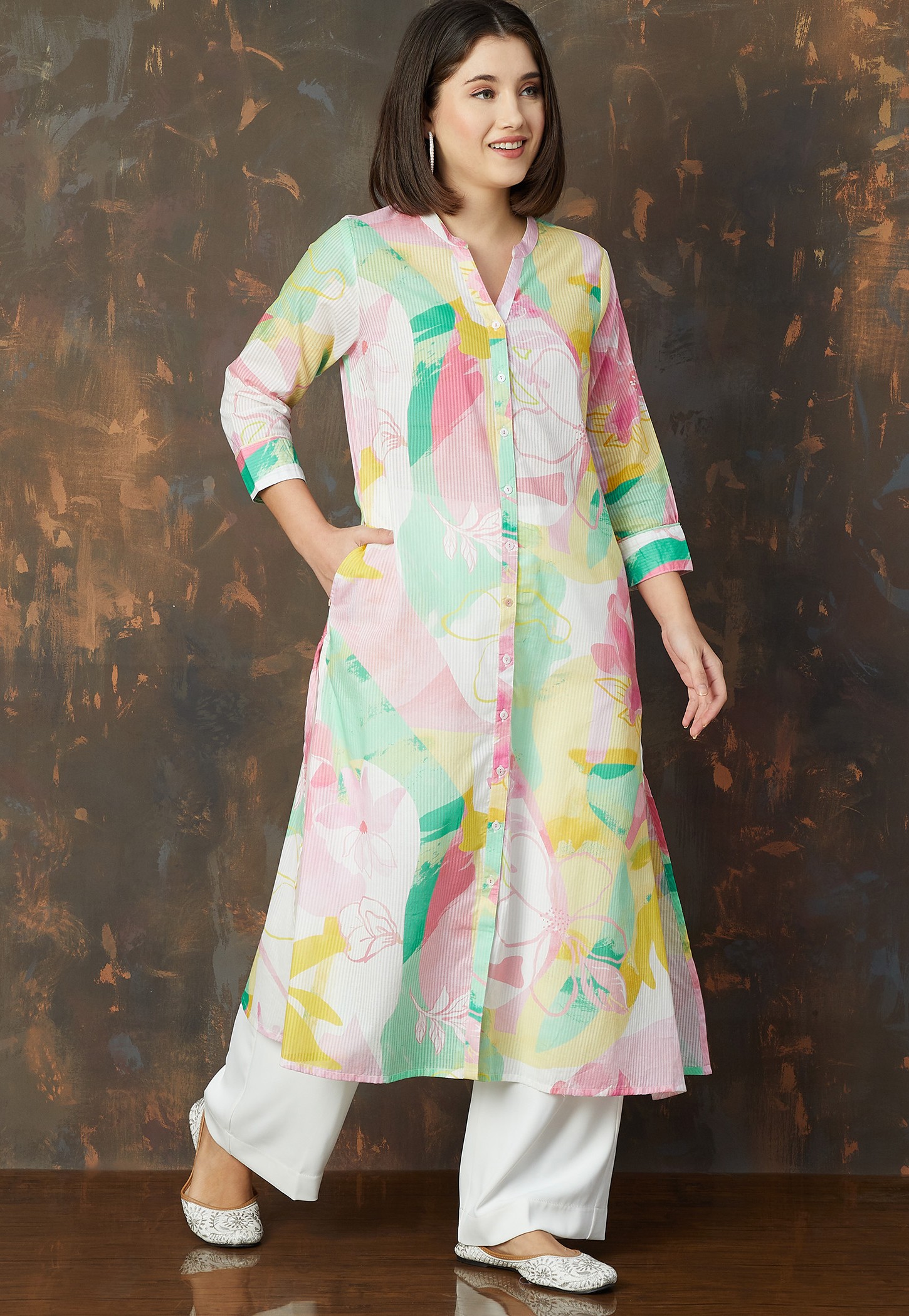 MELANGE Floral Print A-line Kurta-picture-35