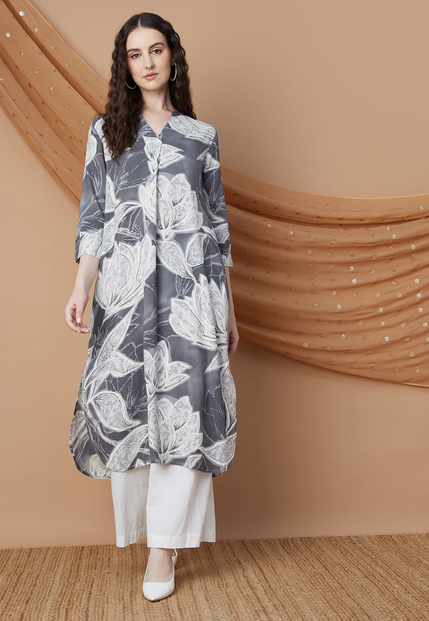 MELANGE Floral Print Straight Kurta-picture-20