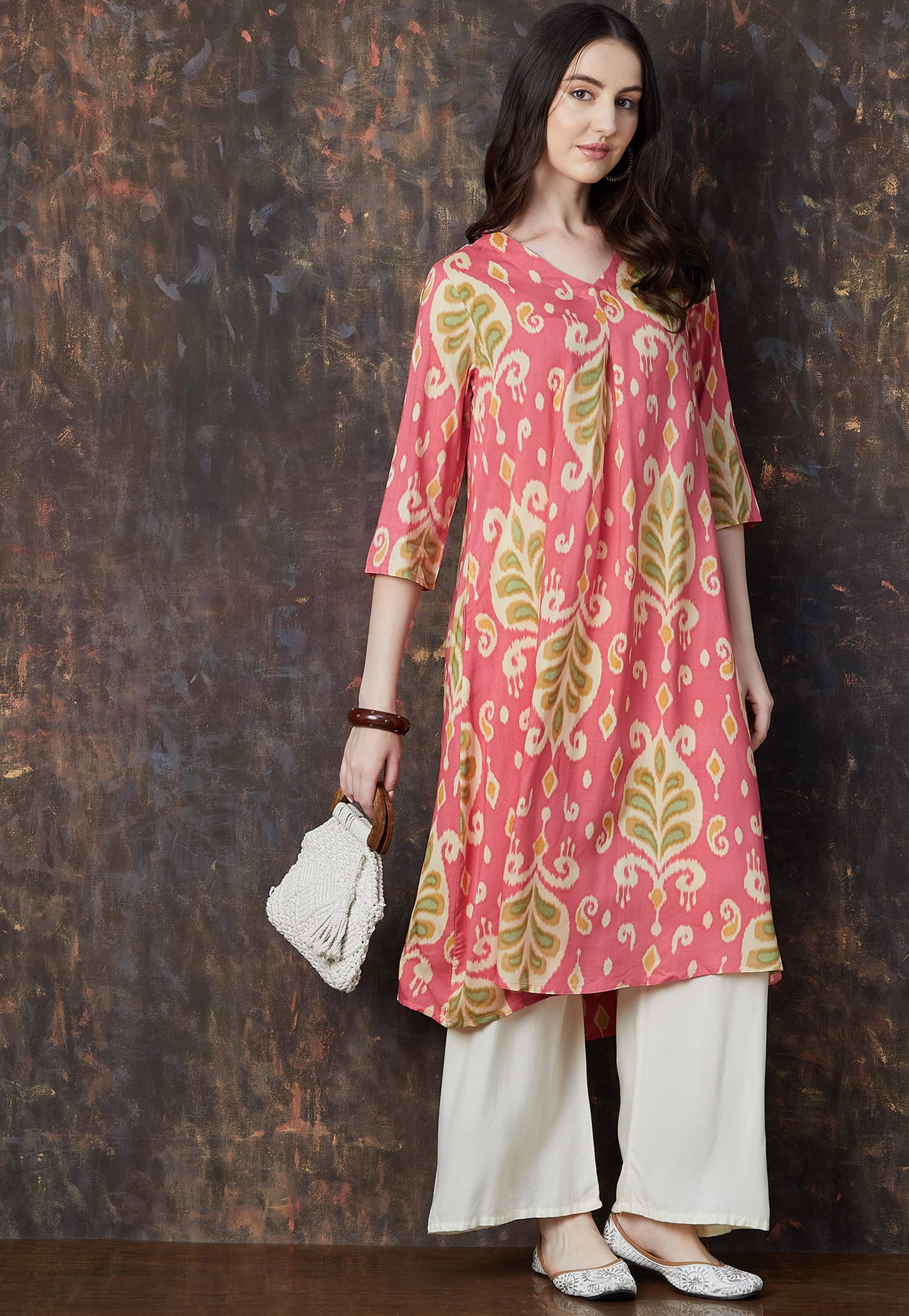 MELANGE Ethnic Print A-line Kurta-image-26