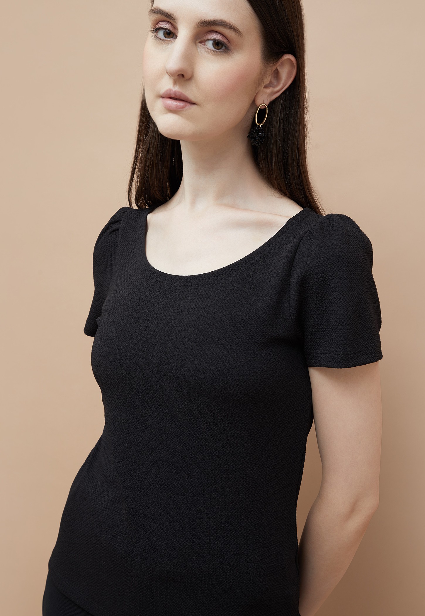 CODE Textured Puff Sleeve Top-picture-13