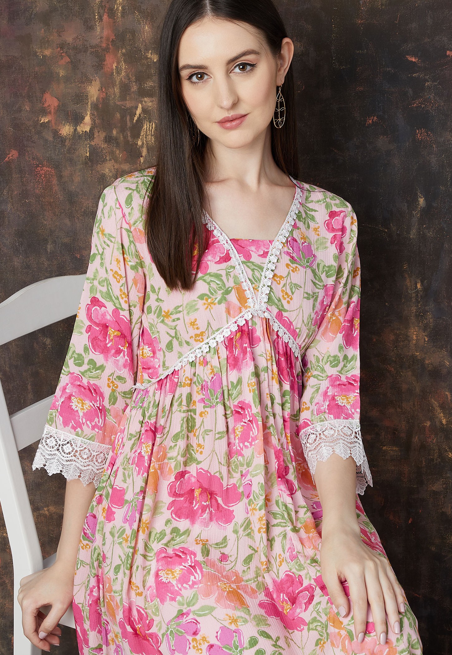 MELANGE Floral Print Flared Kurta-picture-39