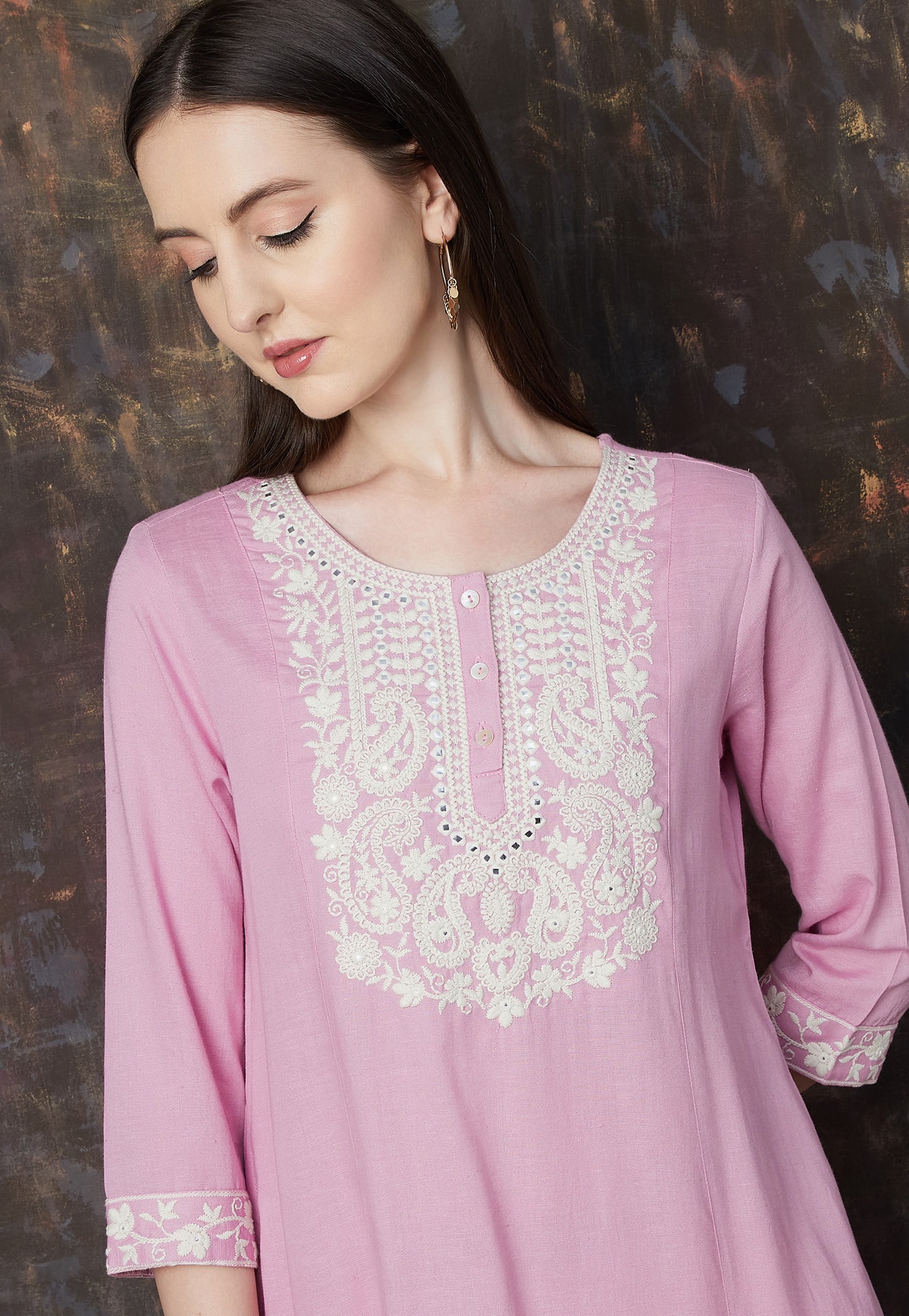 MELANGE Embroidered Yoke Straight Kurta-picture-40
