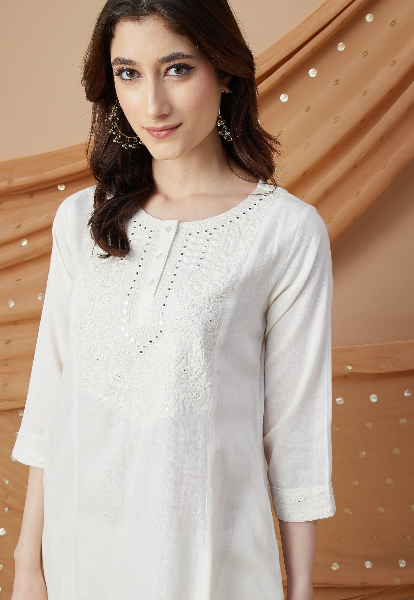 MELANGE Embroidered Yoke Straight Kurta-picture-38