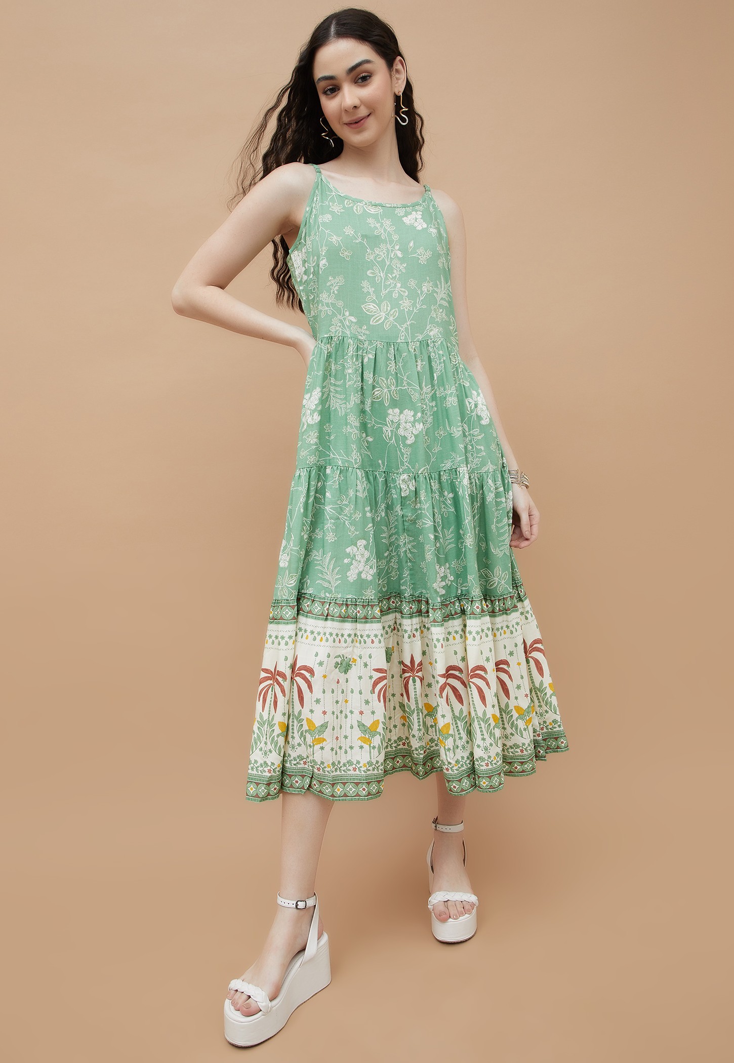 COLOUR ME Printed Tiered Midi Dress-picture-23