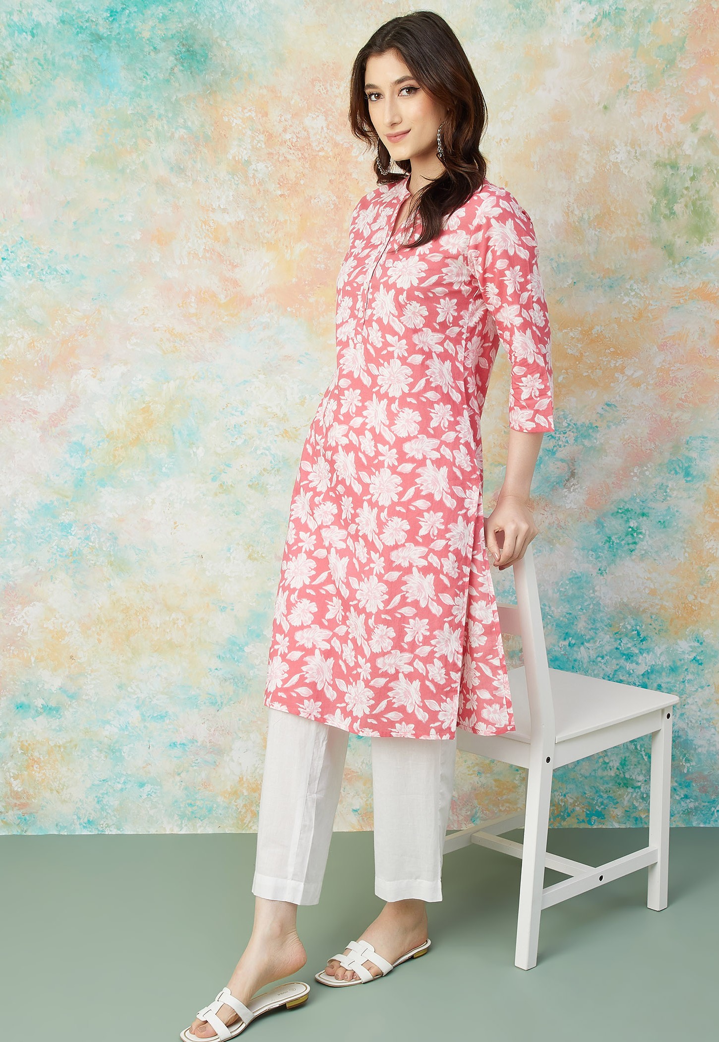 MELANGE Floral Print Straight Kurta-picture-53