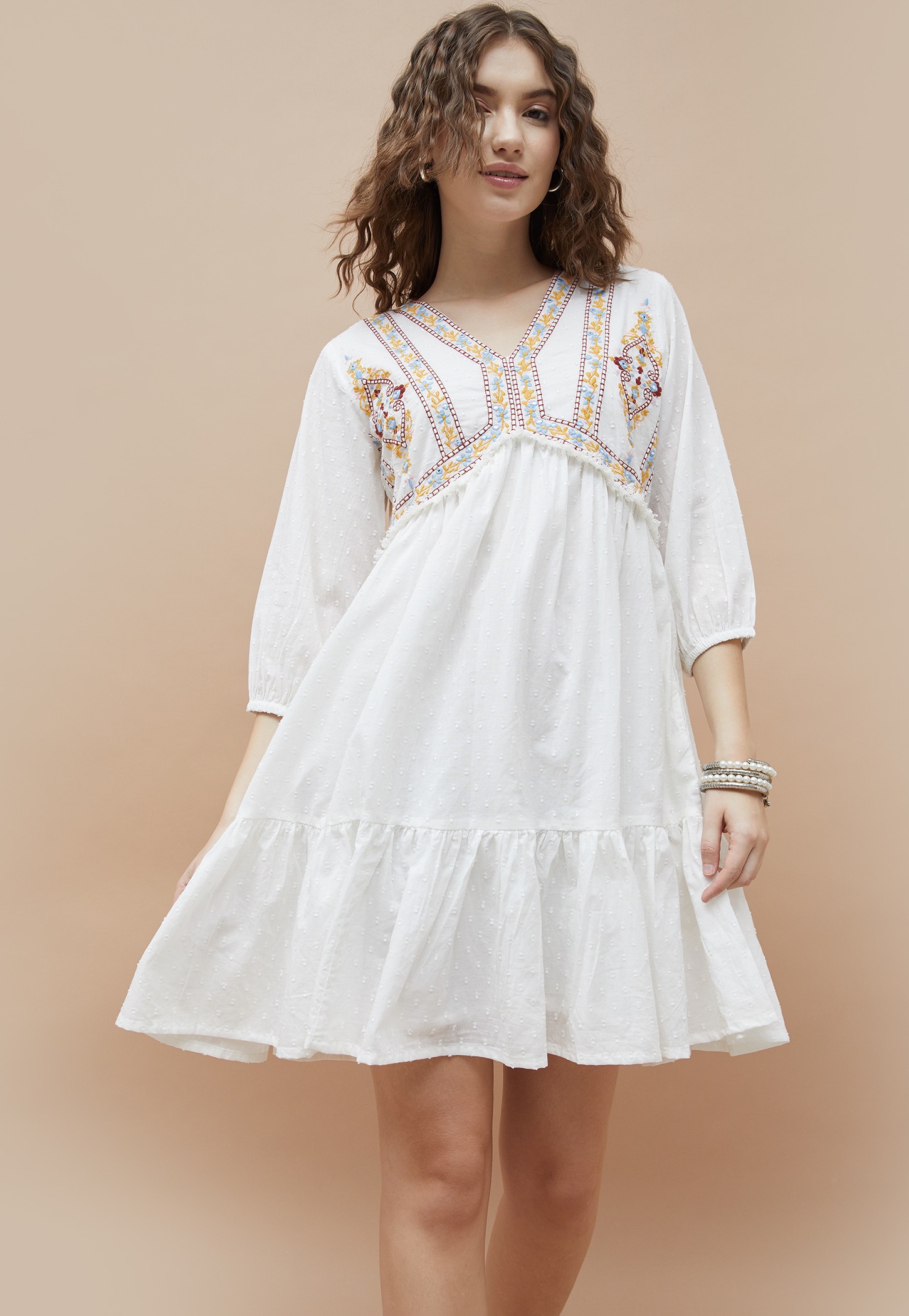 COLOUR ME Embroidered A-Line Dress-picture-25