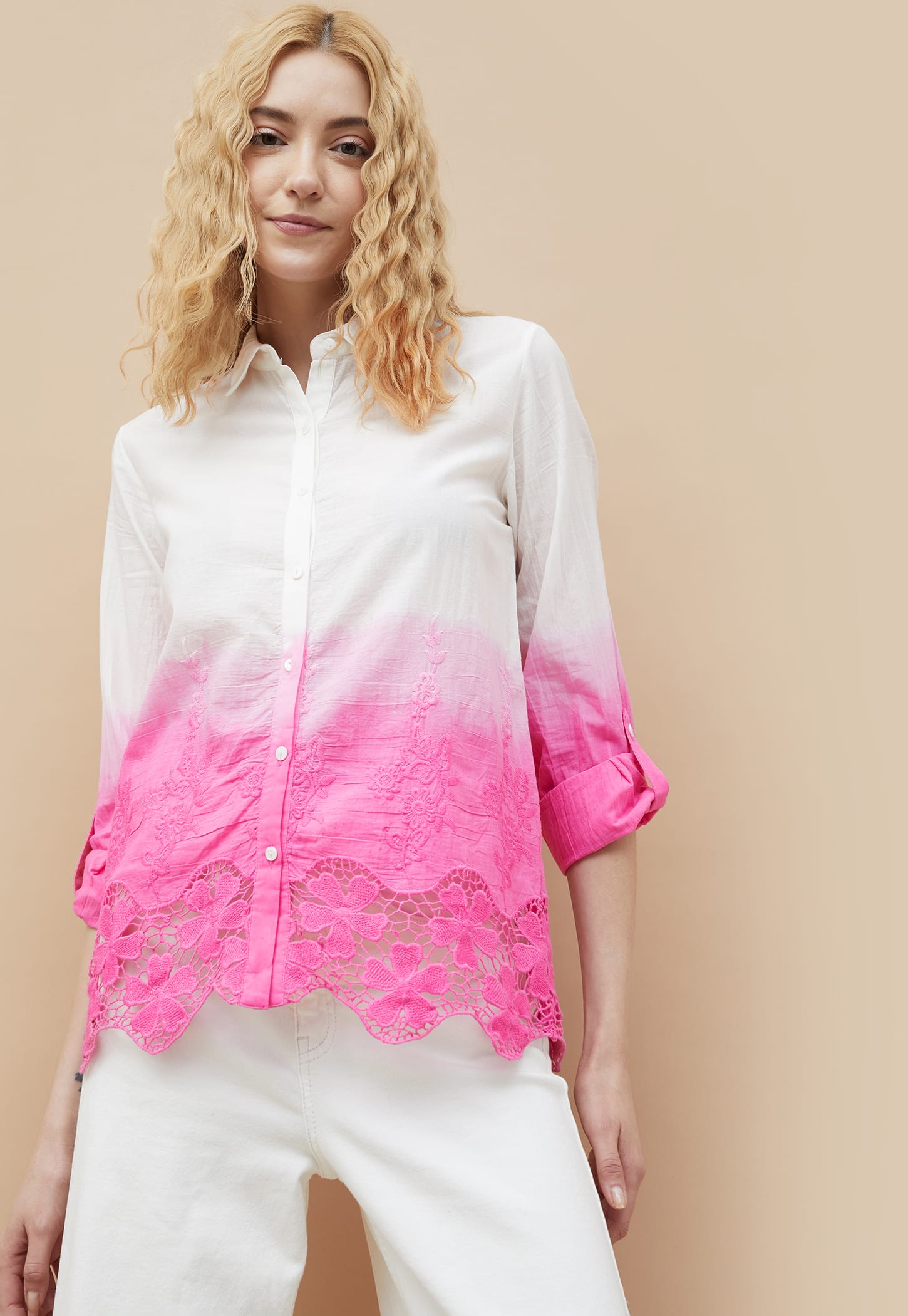 COLOUR ME Embroidered Ombre Shirt Style Top-picture-13