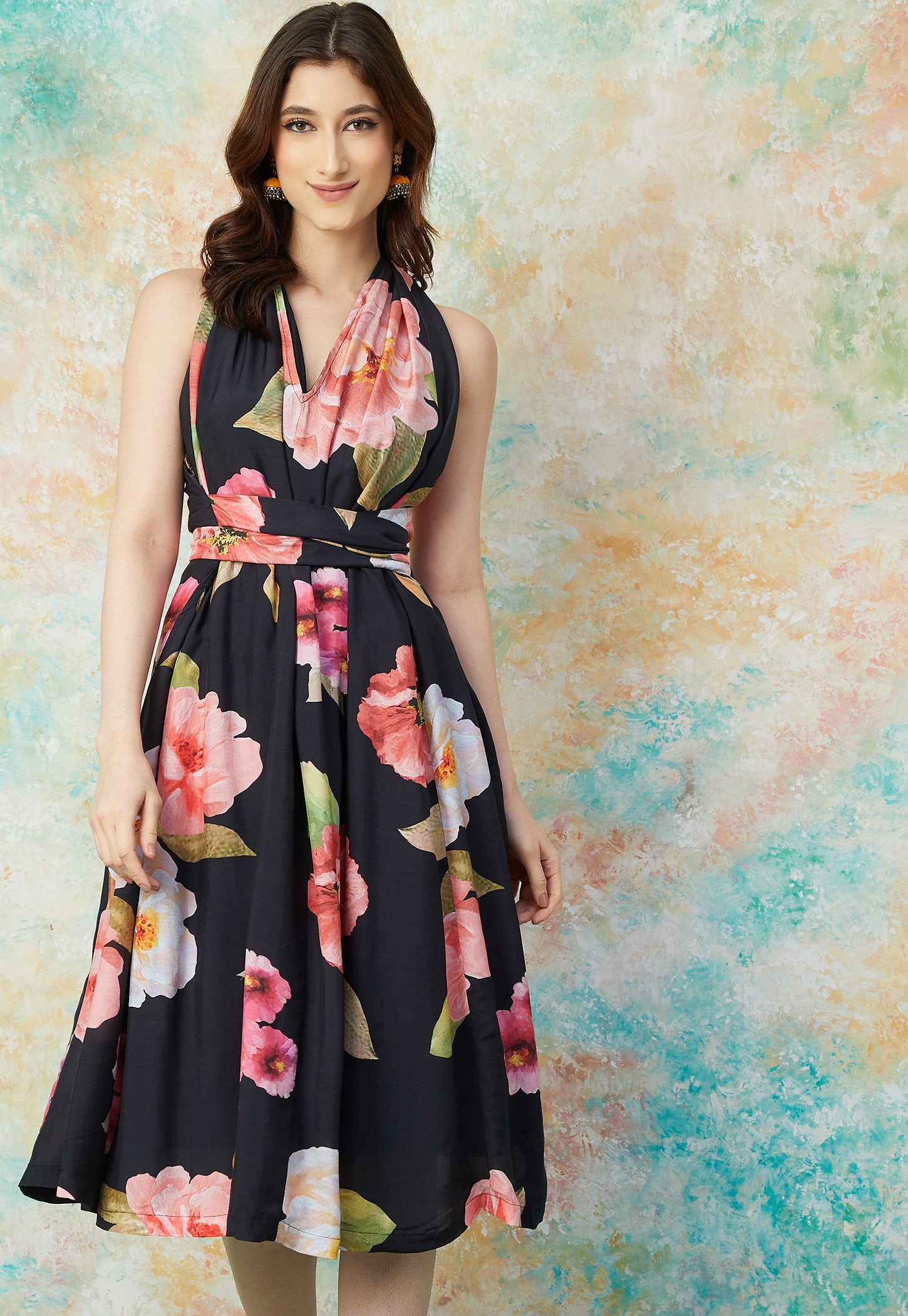 MELANGE Floral Print A-line Dress