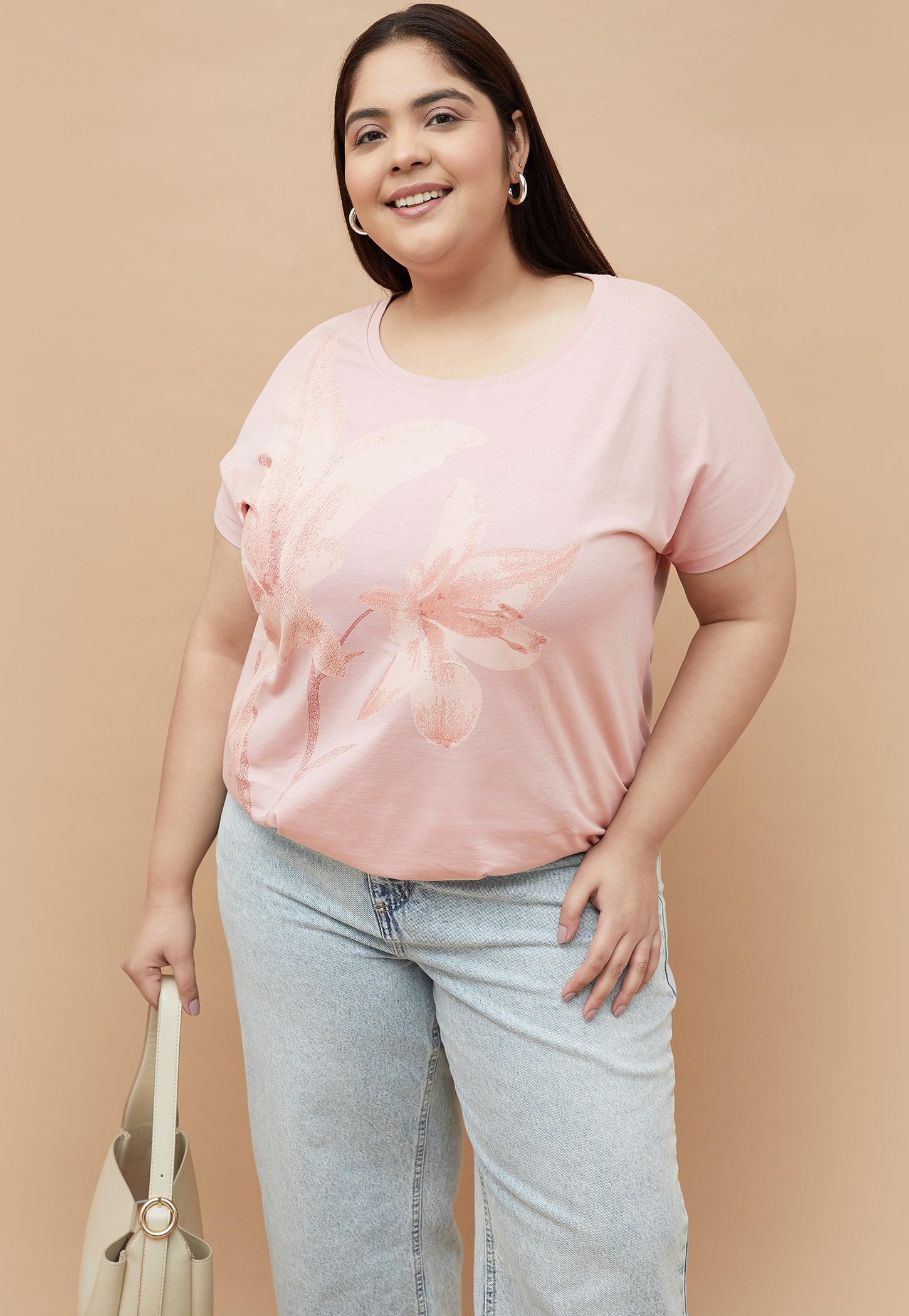 NEXUS Floral Print T-shirt with Extended Sleeves