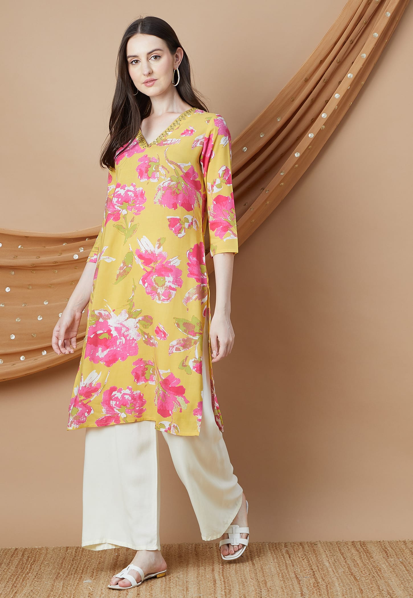 MELANGE Floral Print Straight Kurta-picture-33