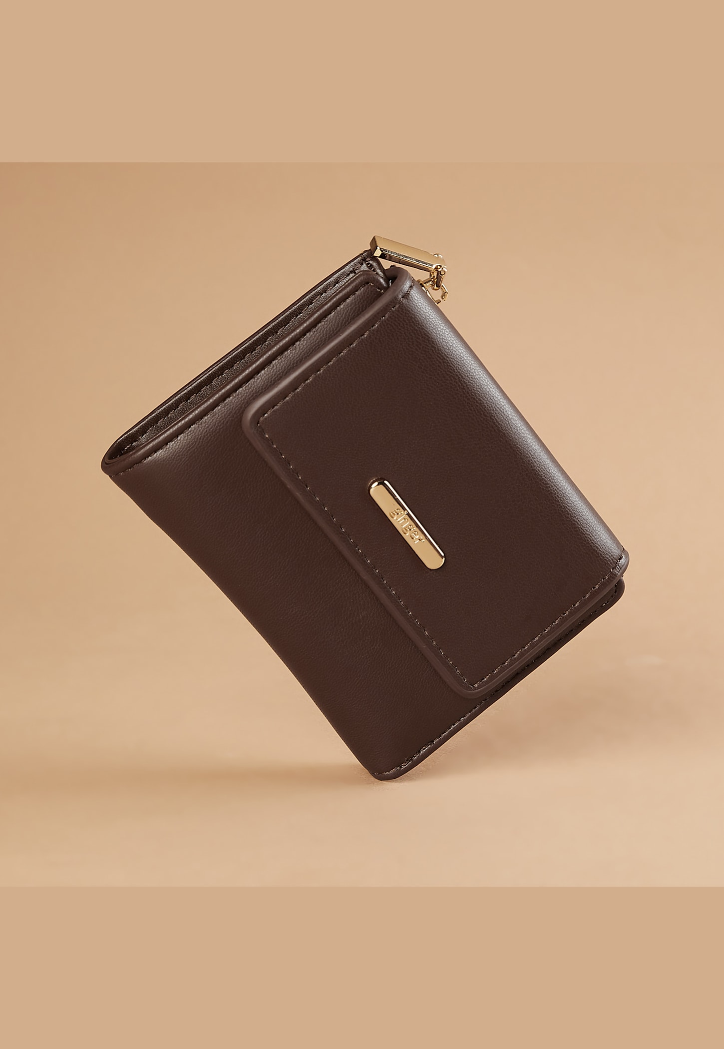 GINGER Solid Three-Fold Wallet