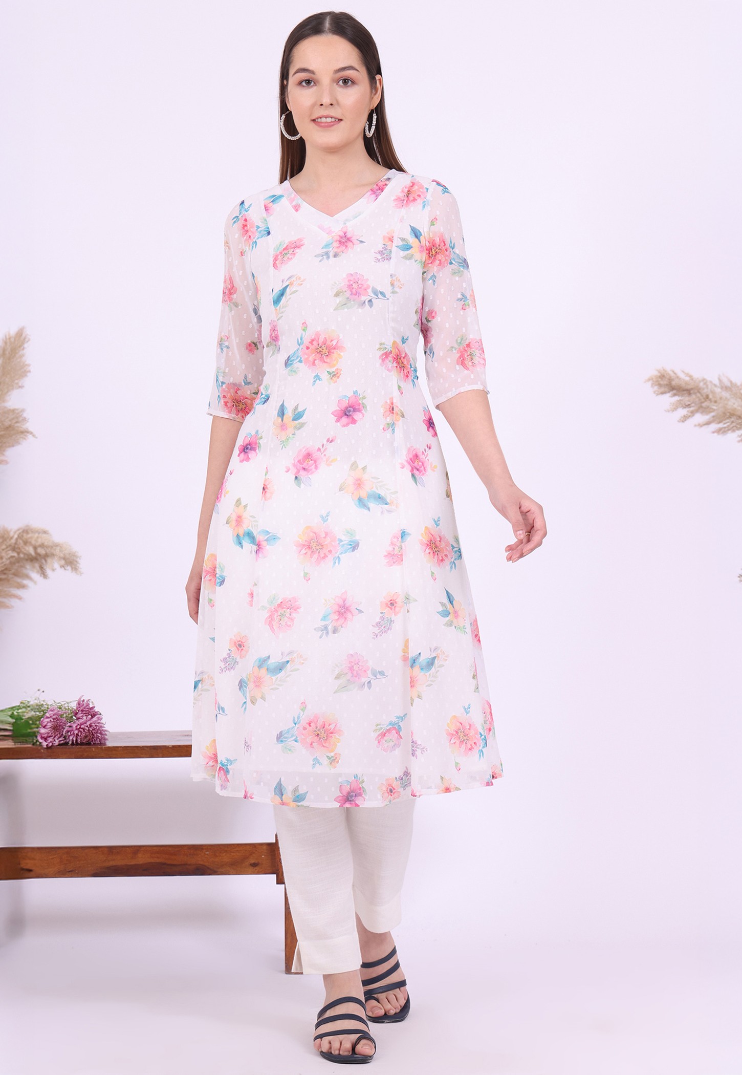 AURELIA Floral Print A-line Kurta-picture-27