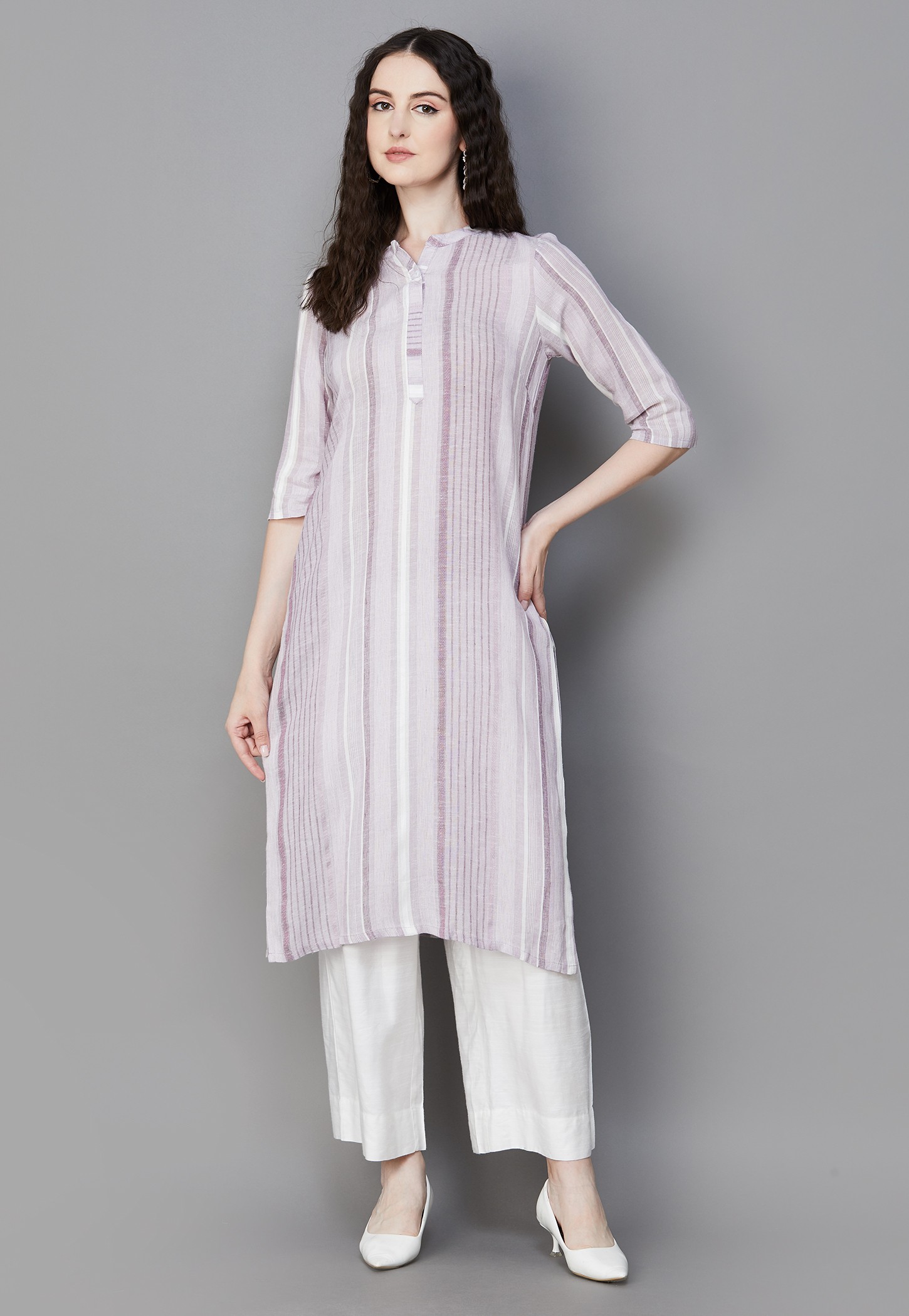 AURELIA Striped Straight Kurta-image-33
