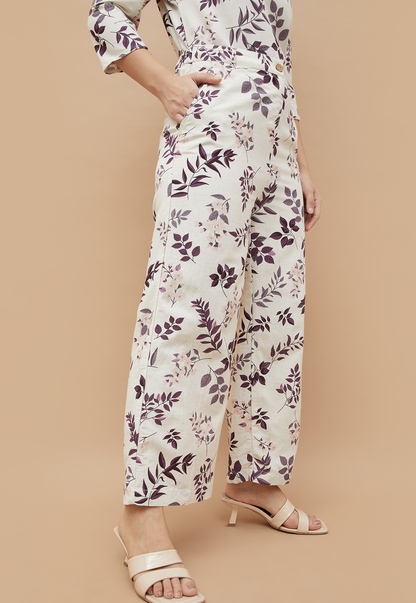 CODE Floral Print Wide Leg Trousers-picture-19