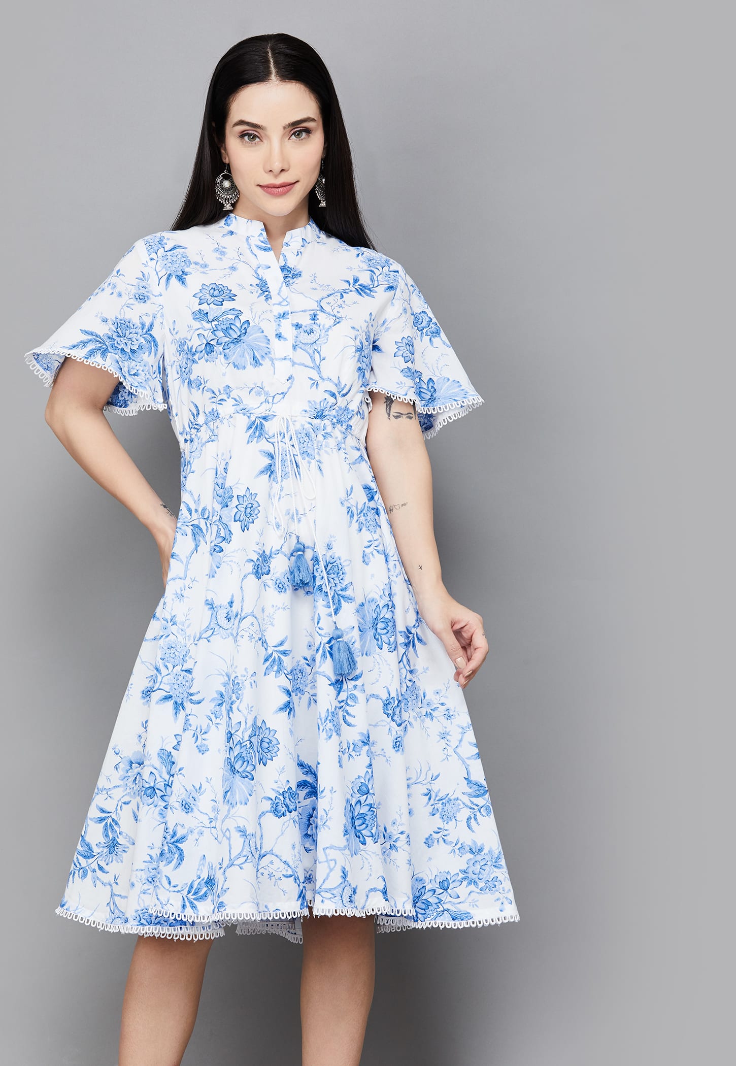 BIBA Floral Printed Fit and Flare Dress-picture-31