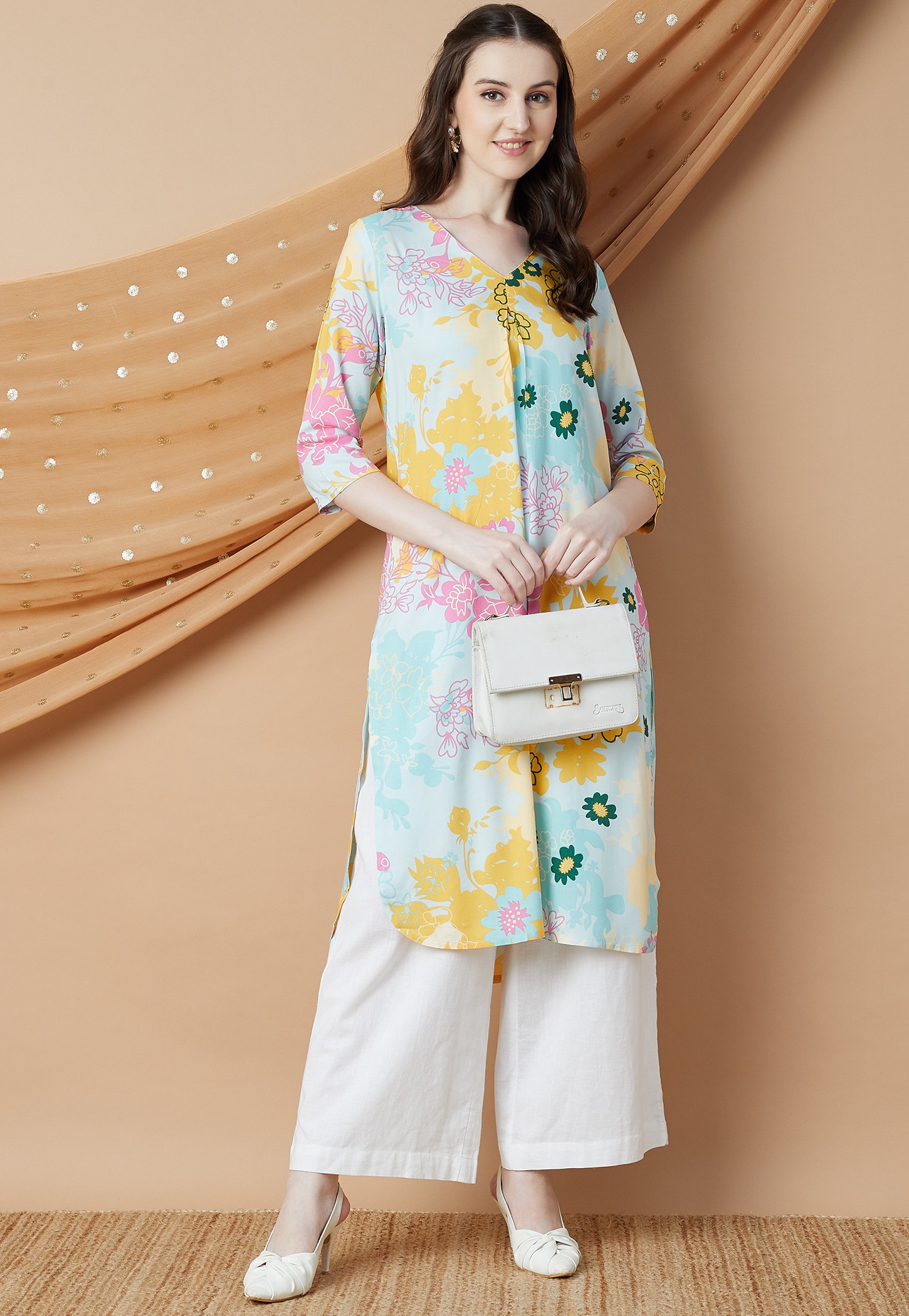 MELANGE Floral Print Straight Kurta-picture-29