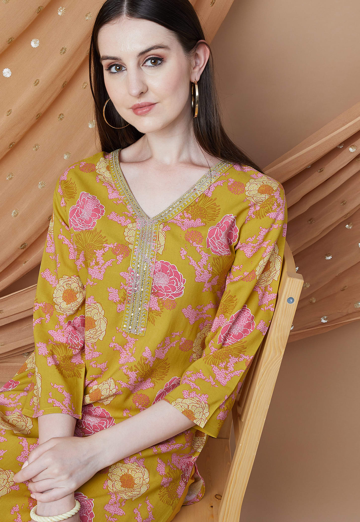 MELANGE Floral Print Straight Kurta-picture-29