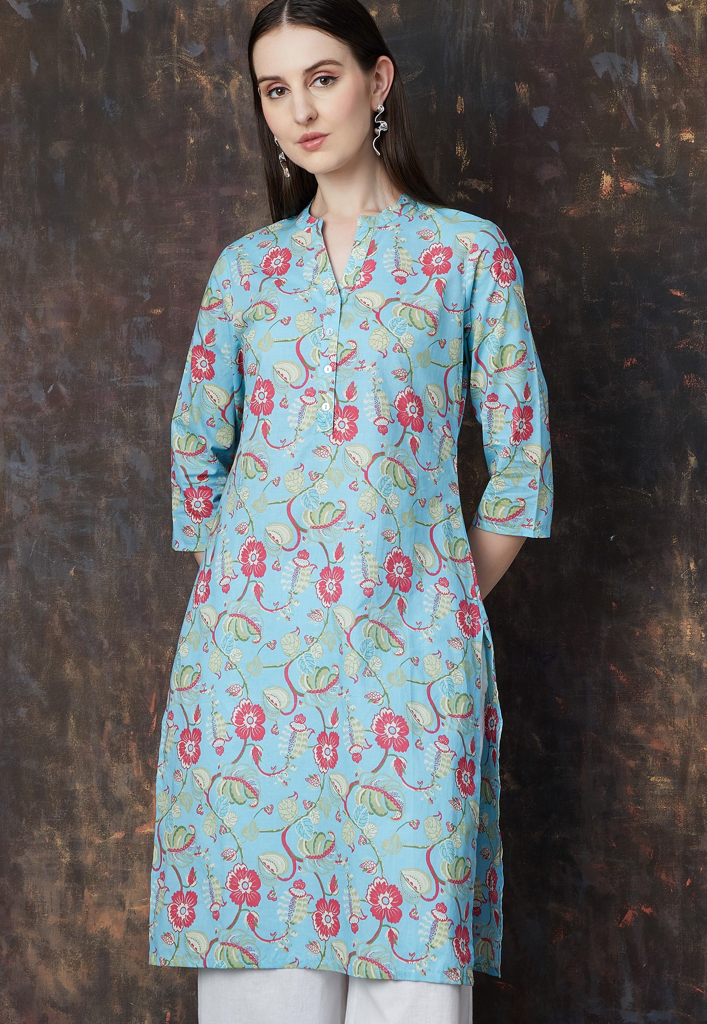 MELANGE Floral Print Straight Kurta-picture-20