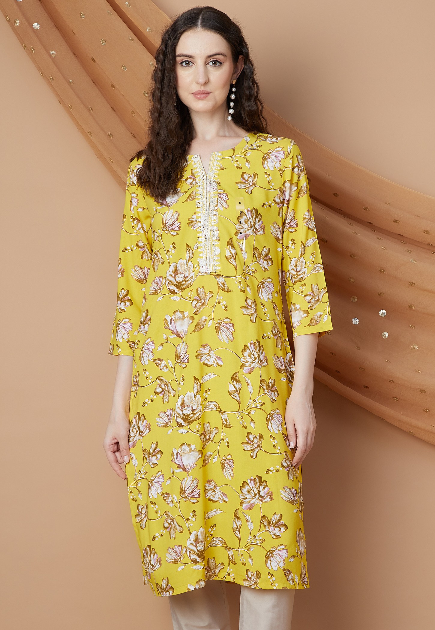 MELANGE Floral Print Straight Kurta-picture-29