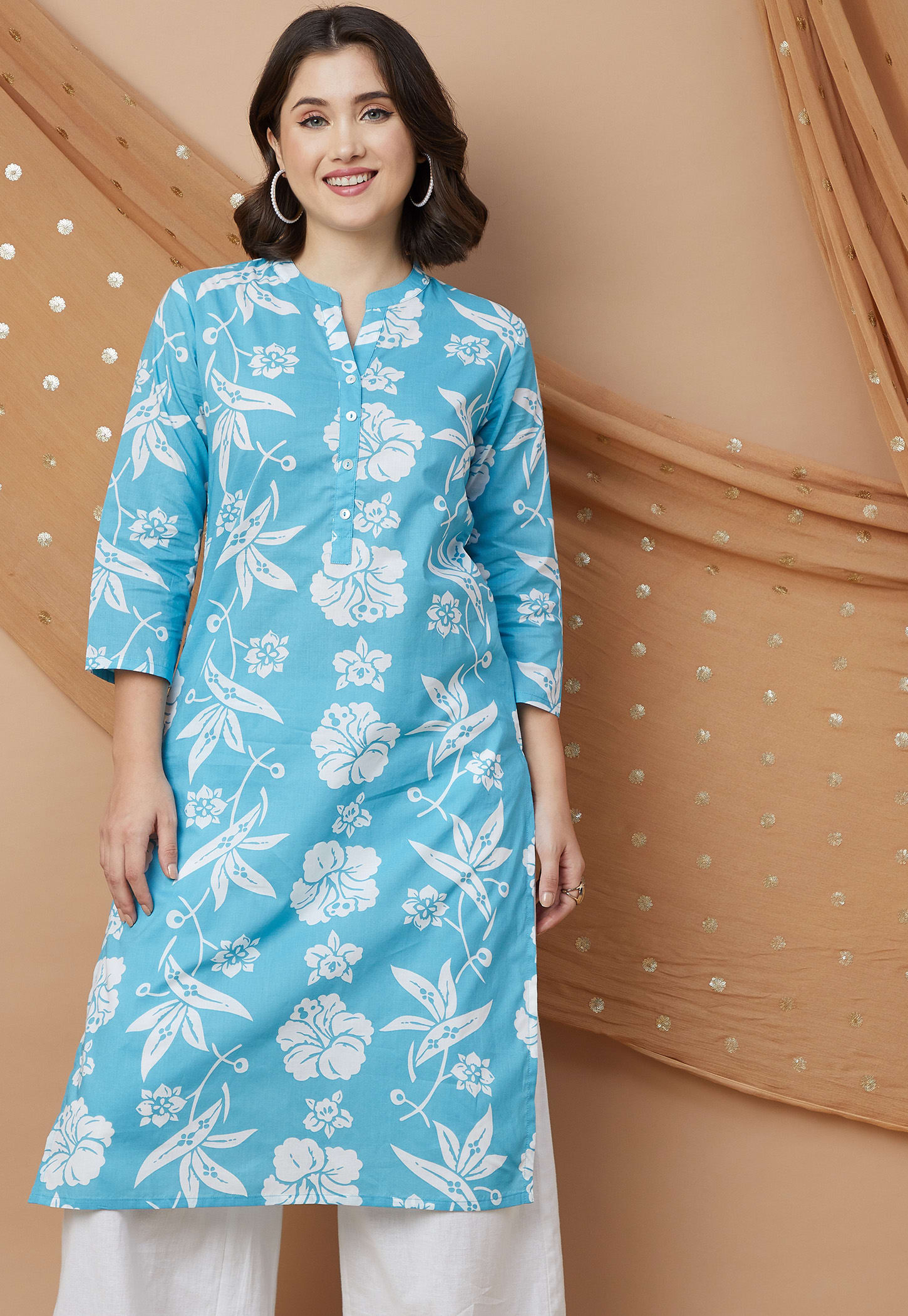 MELANGE Floral Print Straight Kurta-picture-31