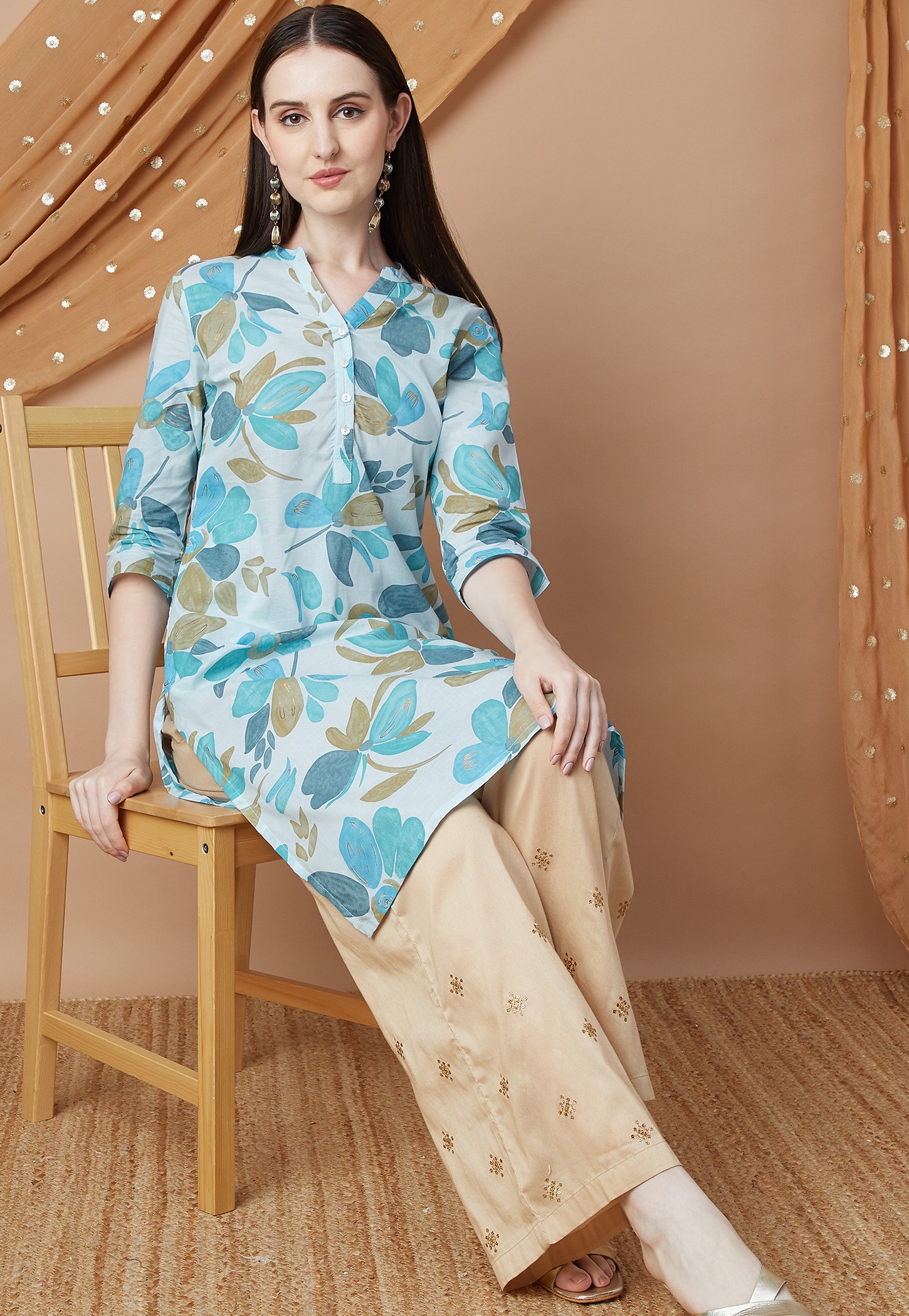 MELANGE Floral Print Straight Kurta-picture-24