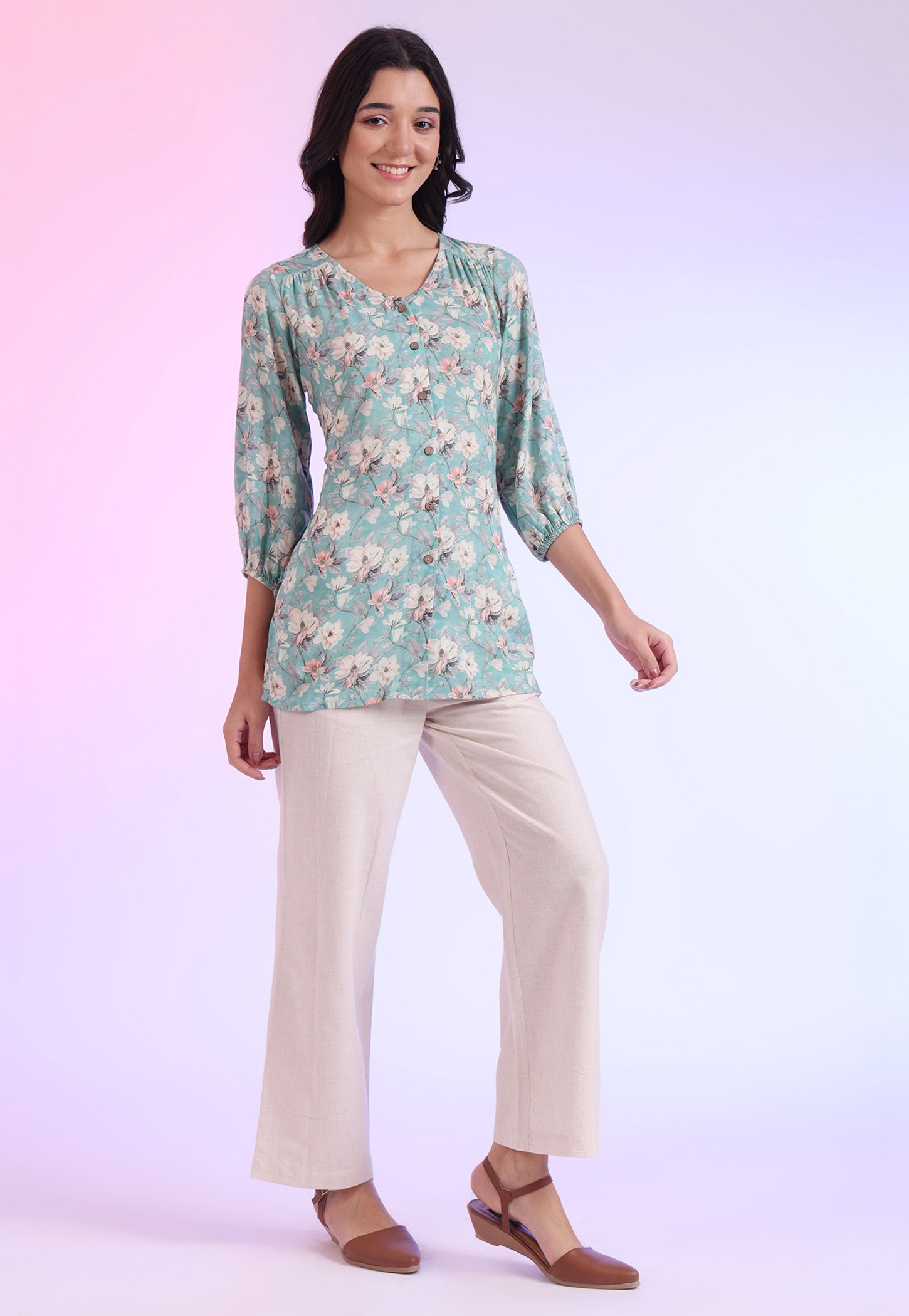 AURELIA Floral Print Straight Kurti-image-37
