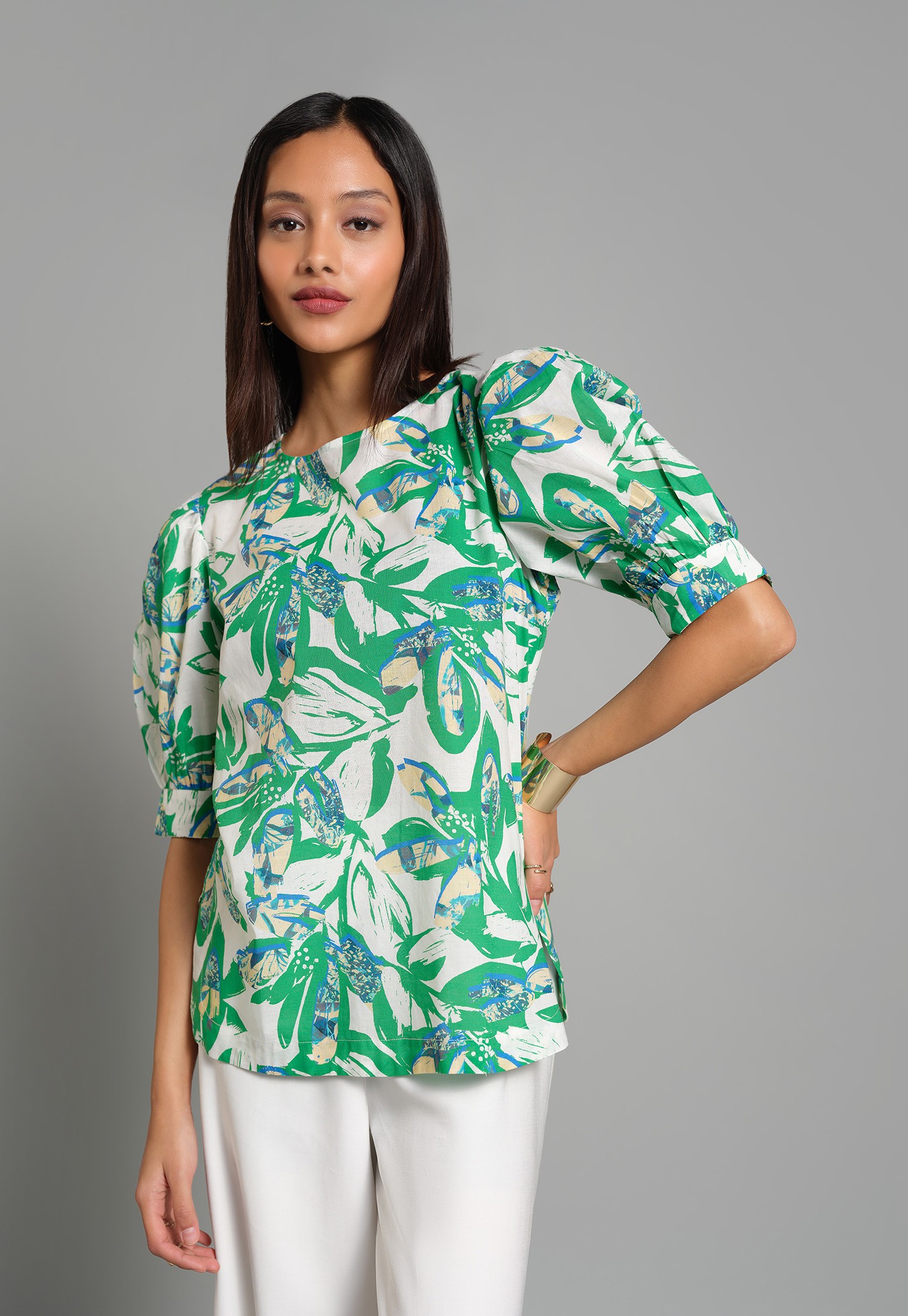 AND Floral Print Puffed Sleeve Top-picture-50