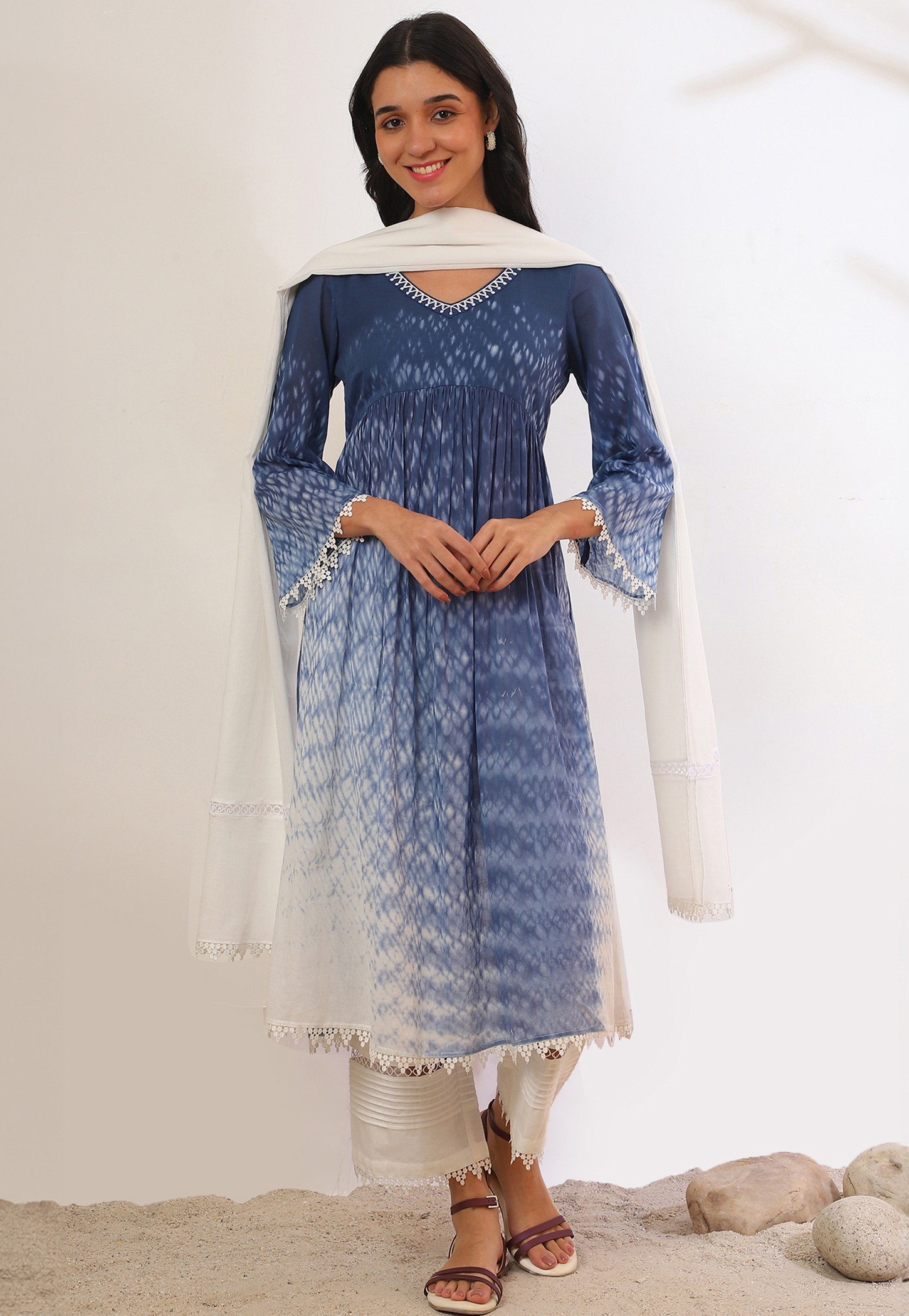 AURELIA Tie-Dye Flared Kurta Set-image-14
