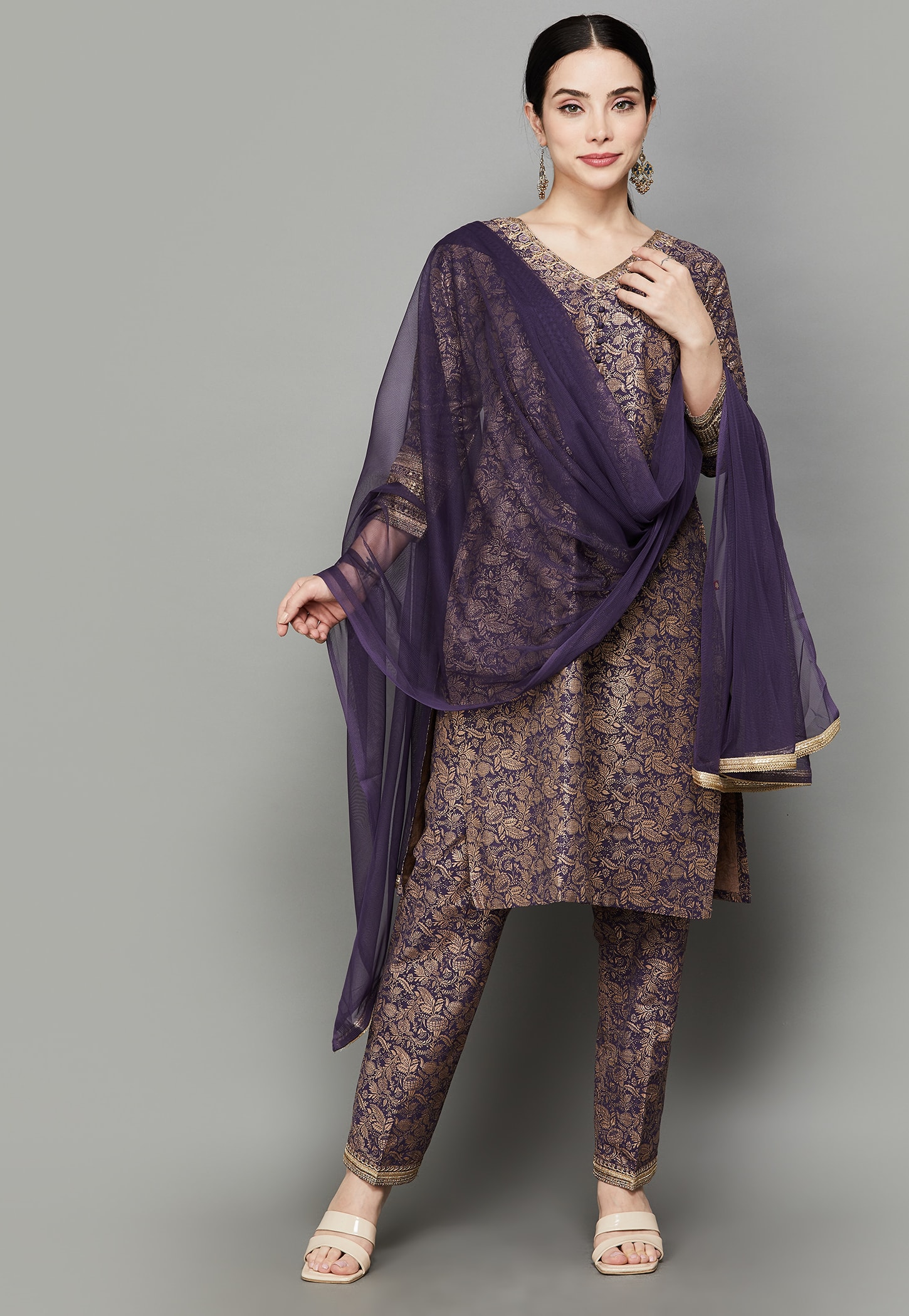 SPAN Foliage Print Straight Kurta Set-picture-43