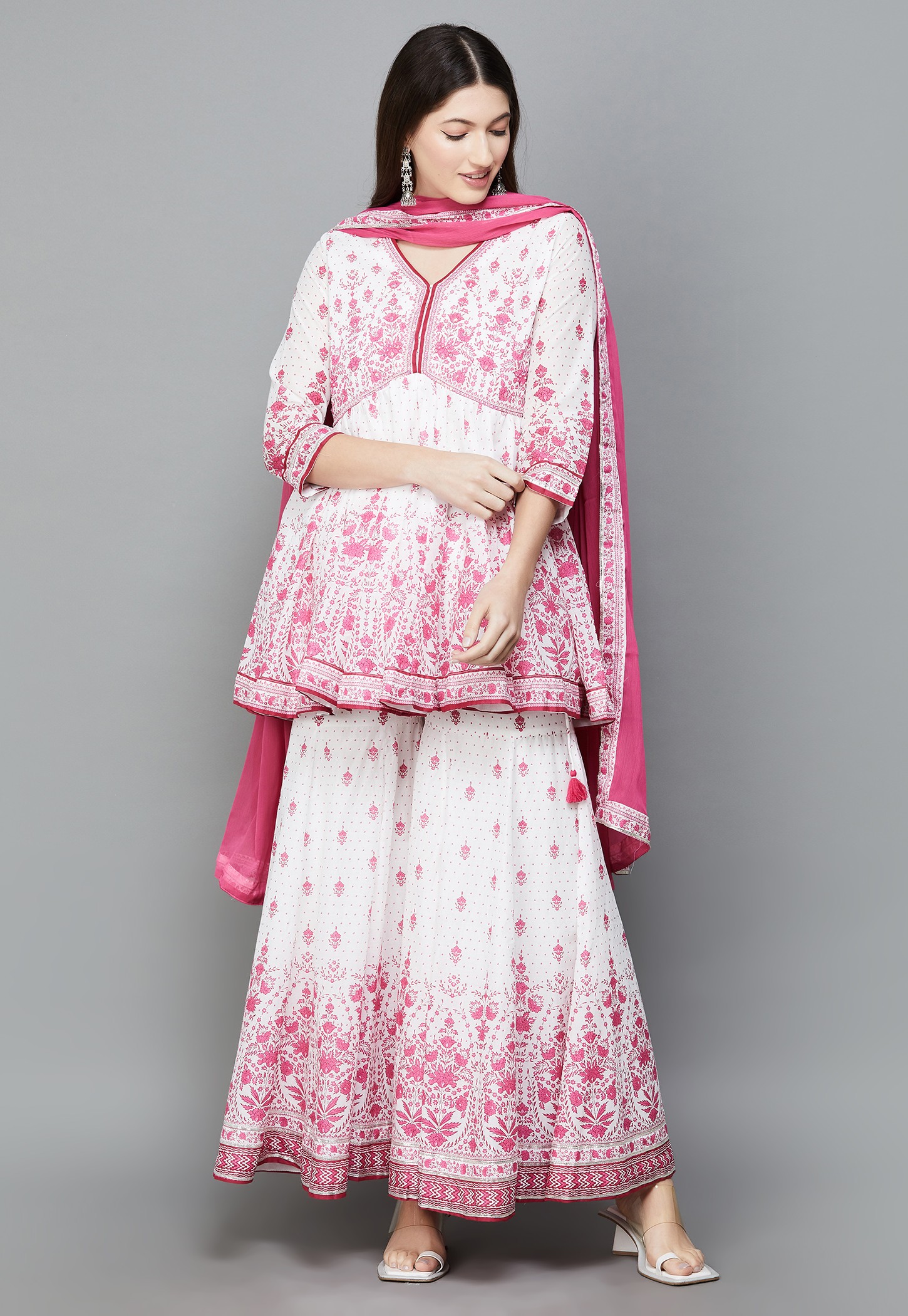 BIBA Printed A-line Kurti Set-image-36