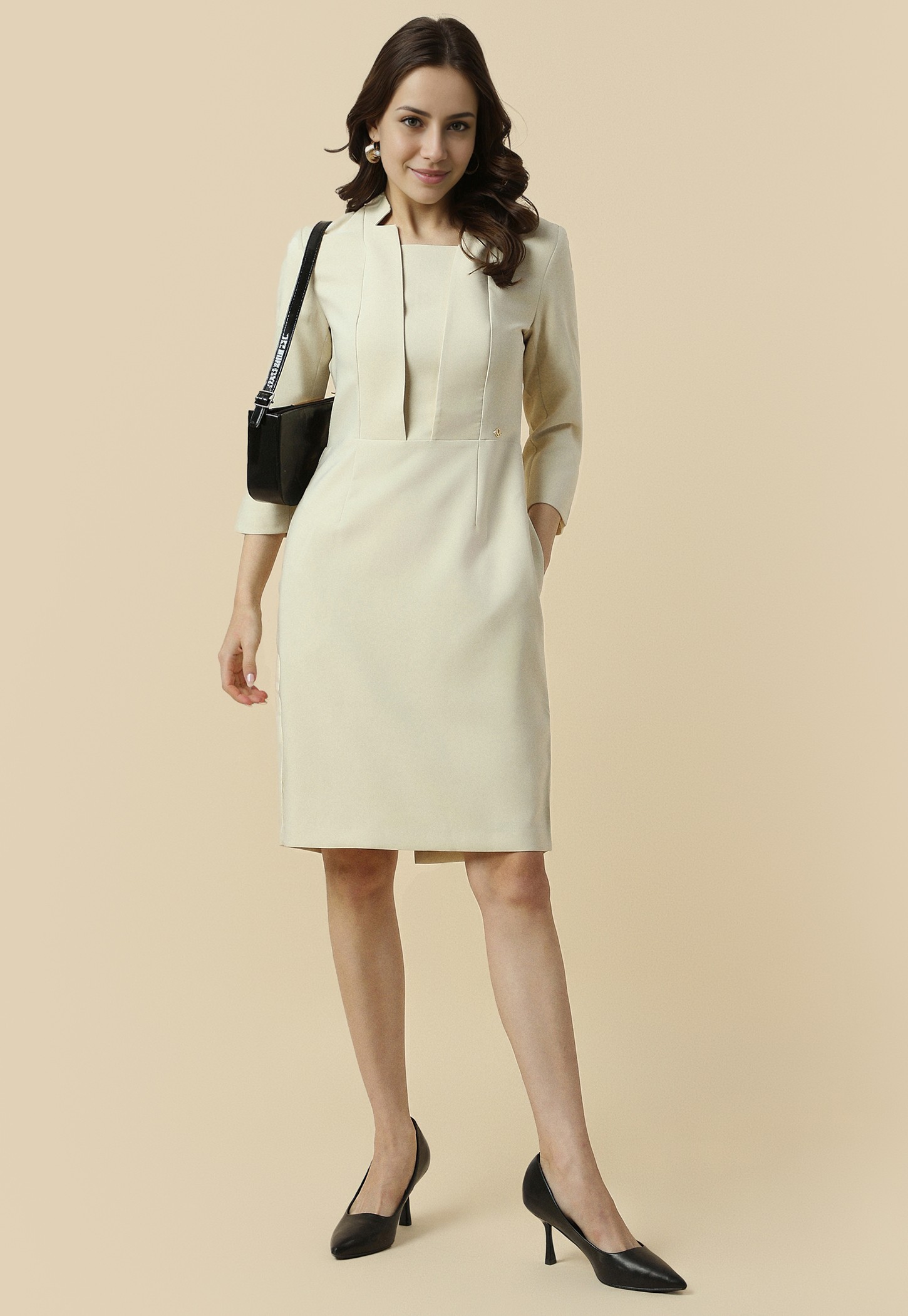 ALLEN SOLLY Solid Sheath Dress-picture-18