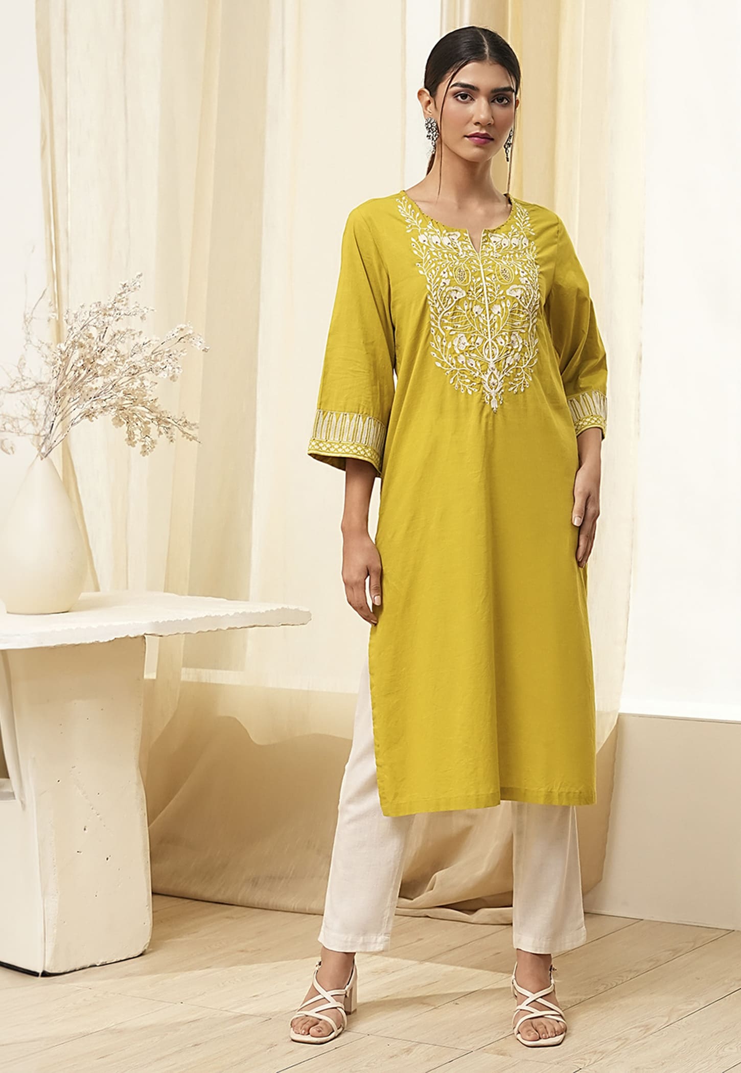 BIBA Embroidered Yoke Straight Kurta-picture-25