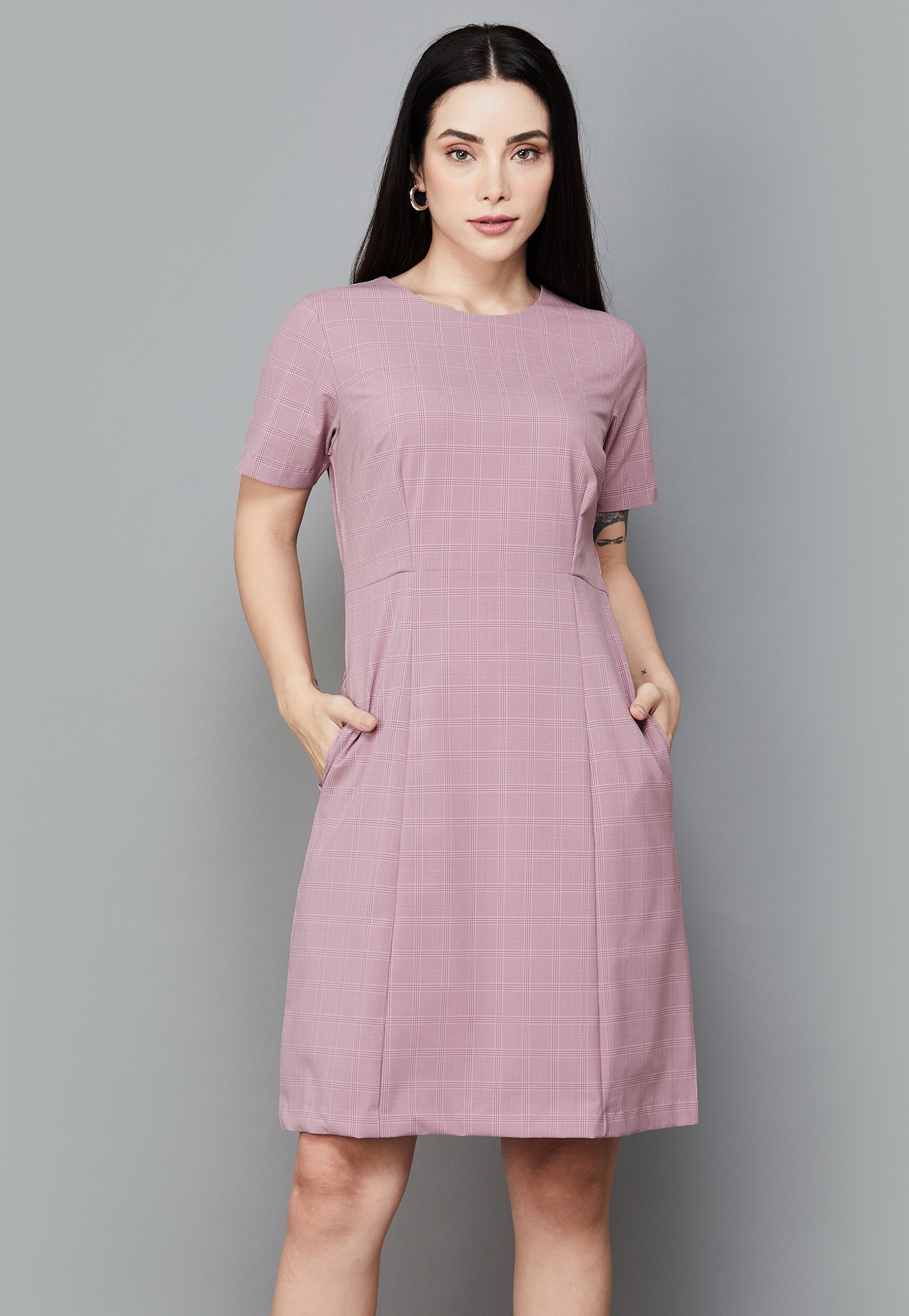 VAN HEUSEN Checked A-line Dress-picture-13