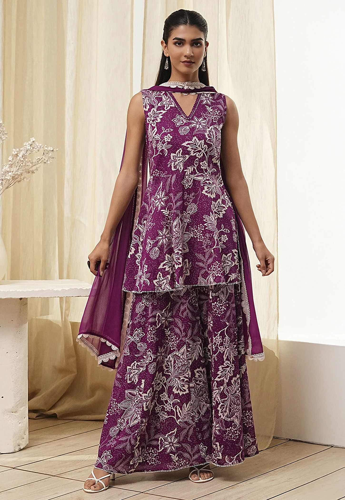 BIBA Floral Print Sharara Set-picture-56