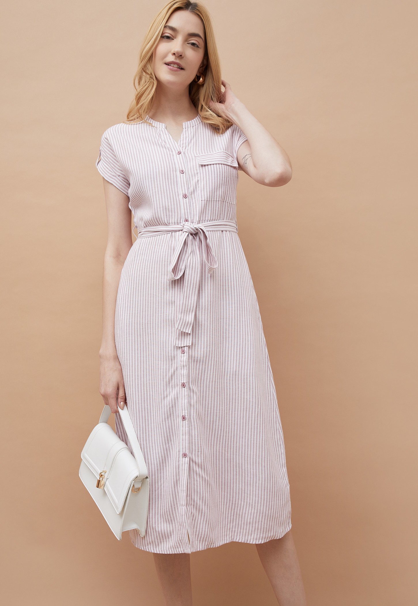 FAME FOREVER Striped Belted Shirt Dress-picture-36
