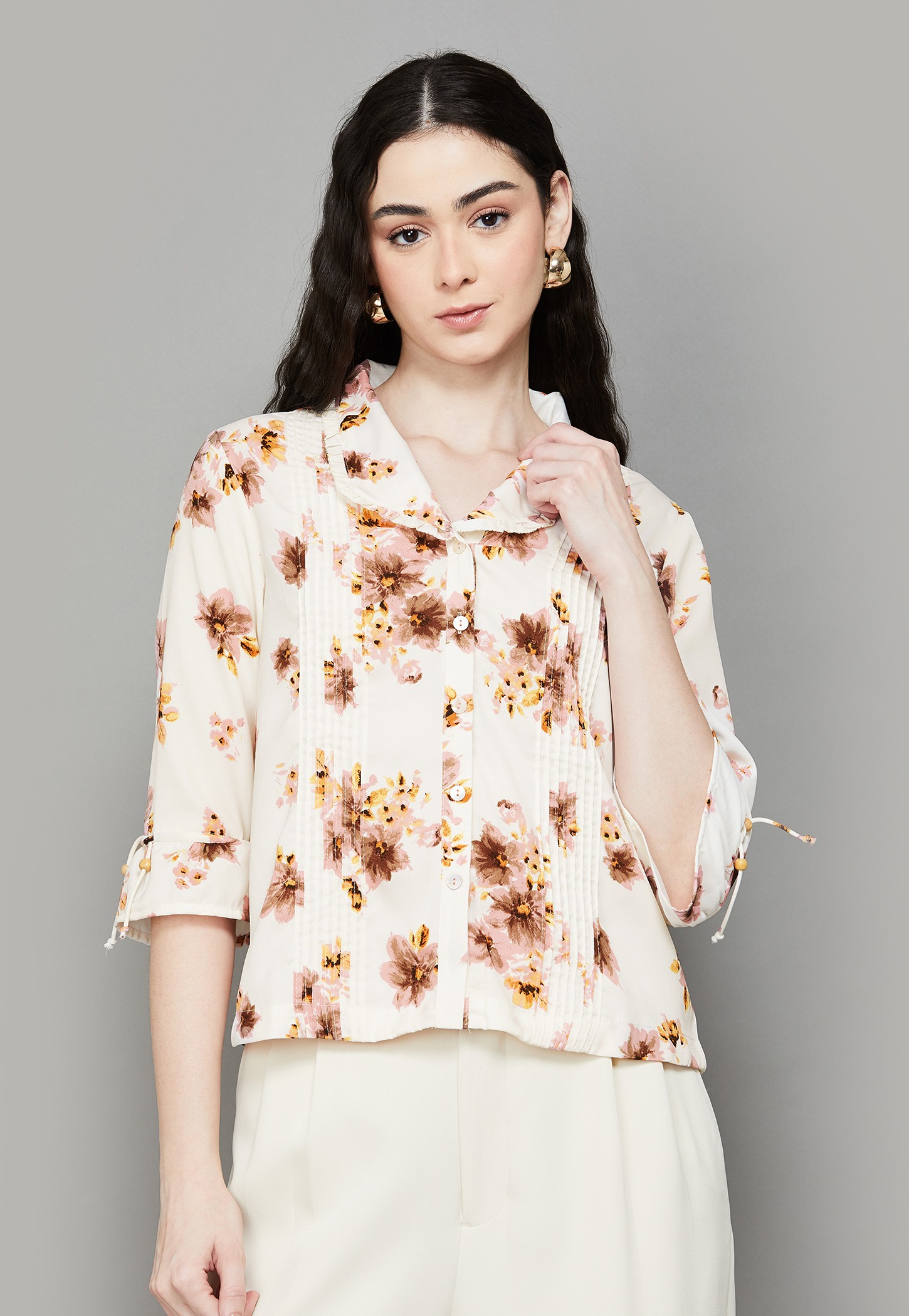 LATIN QUARTERS Floral Print Shirt-Style Top-picture-47