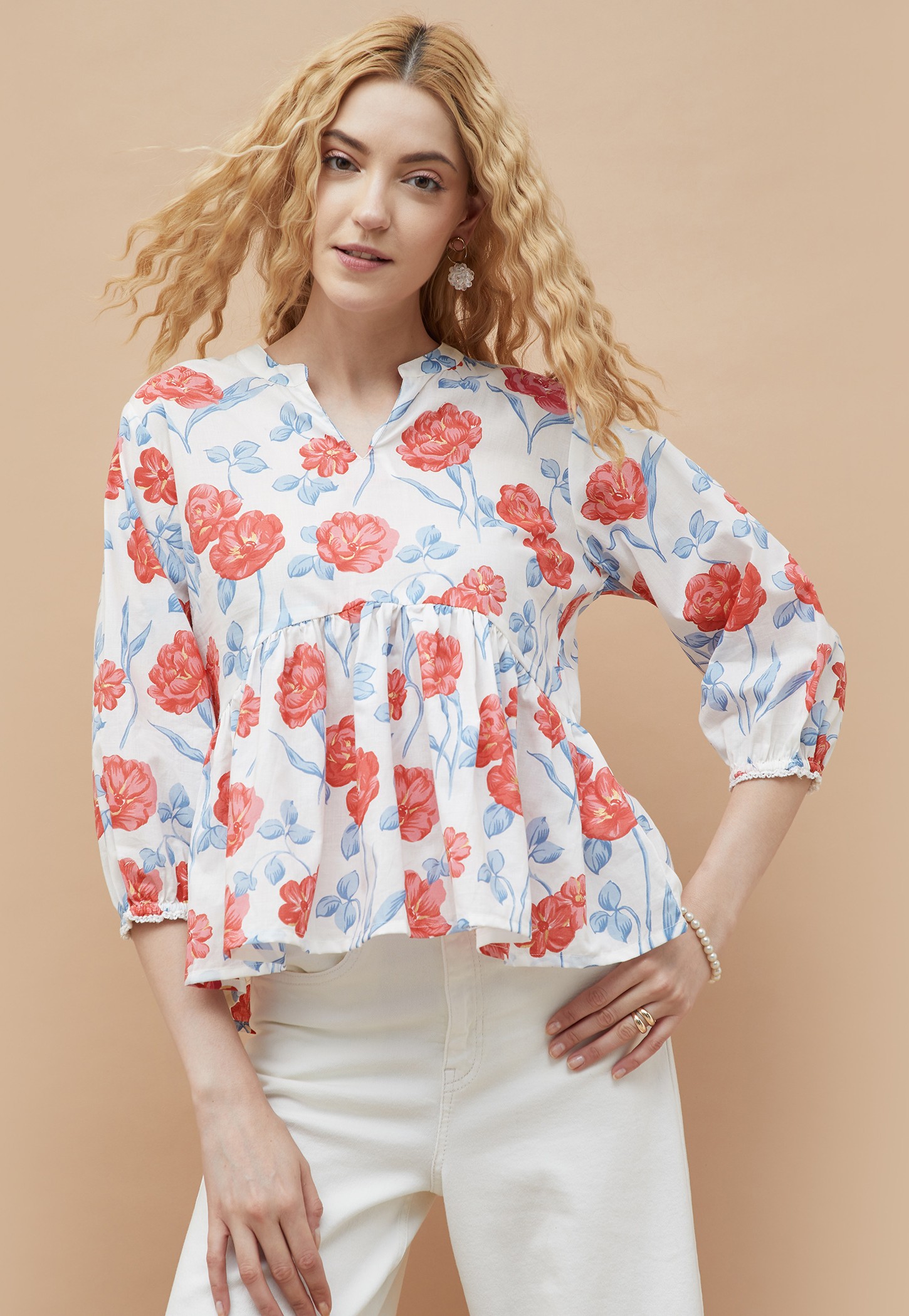 COLOUR ME Floral Print Peplum Top-picture-20
