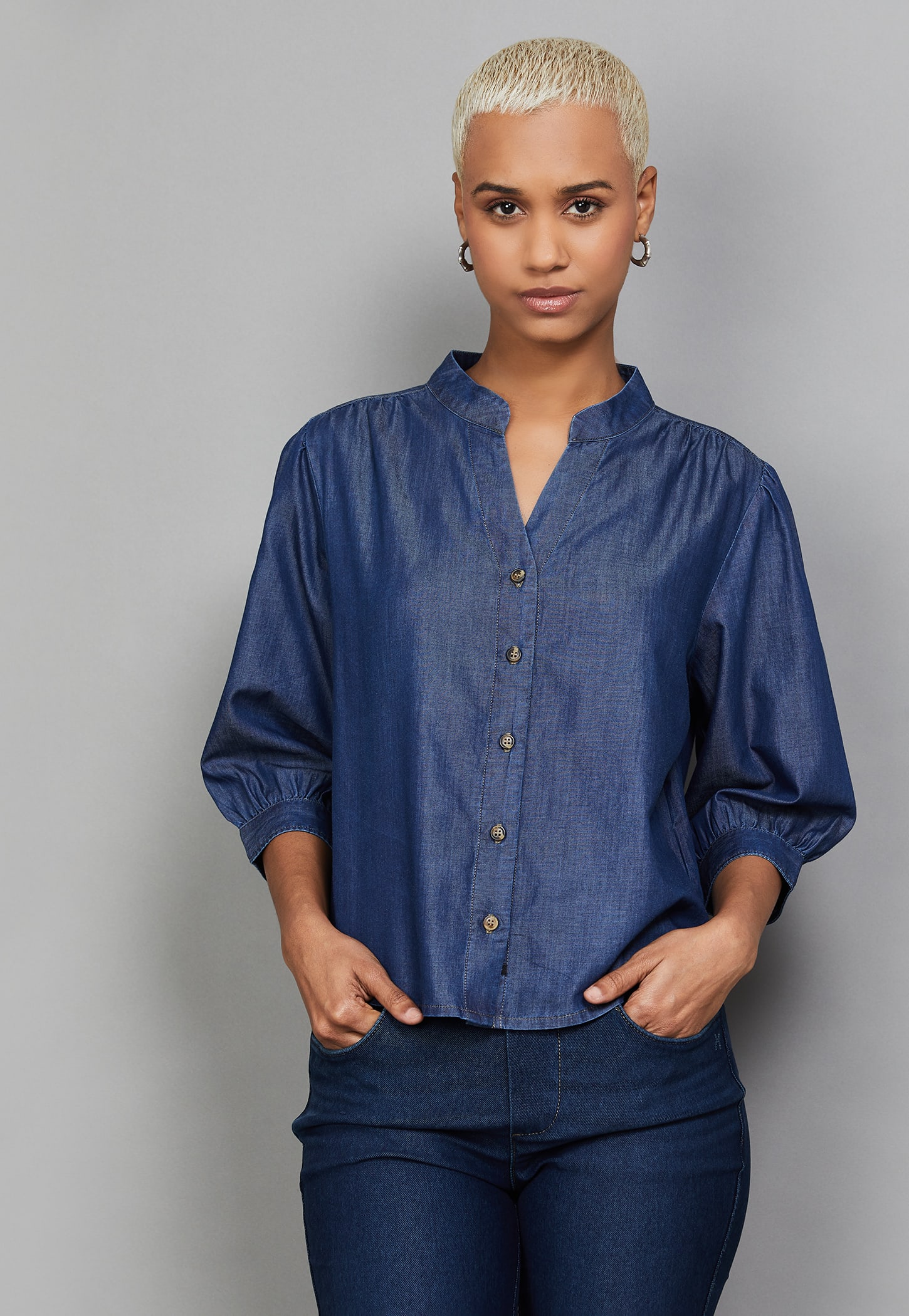 XPOSE Solid Denim Shirt-picture-25