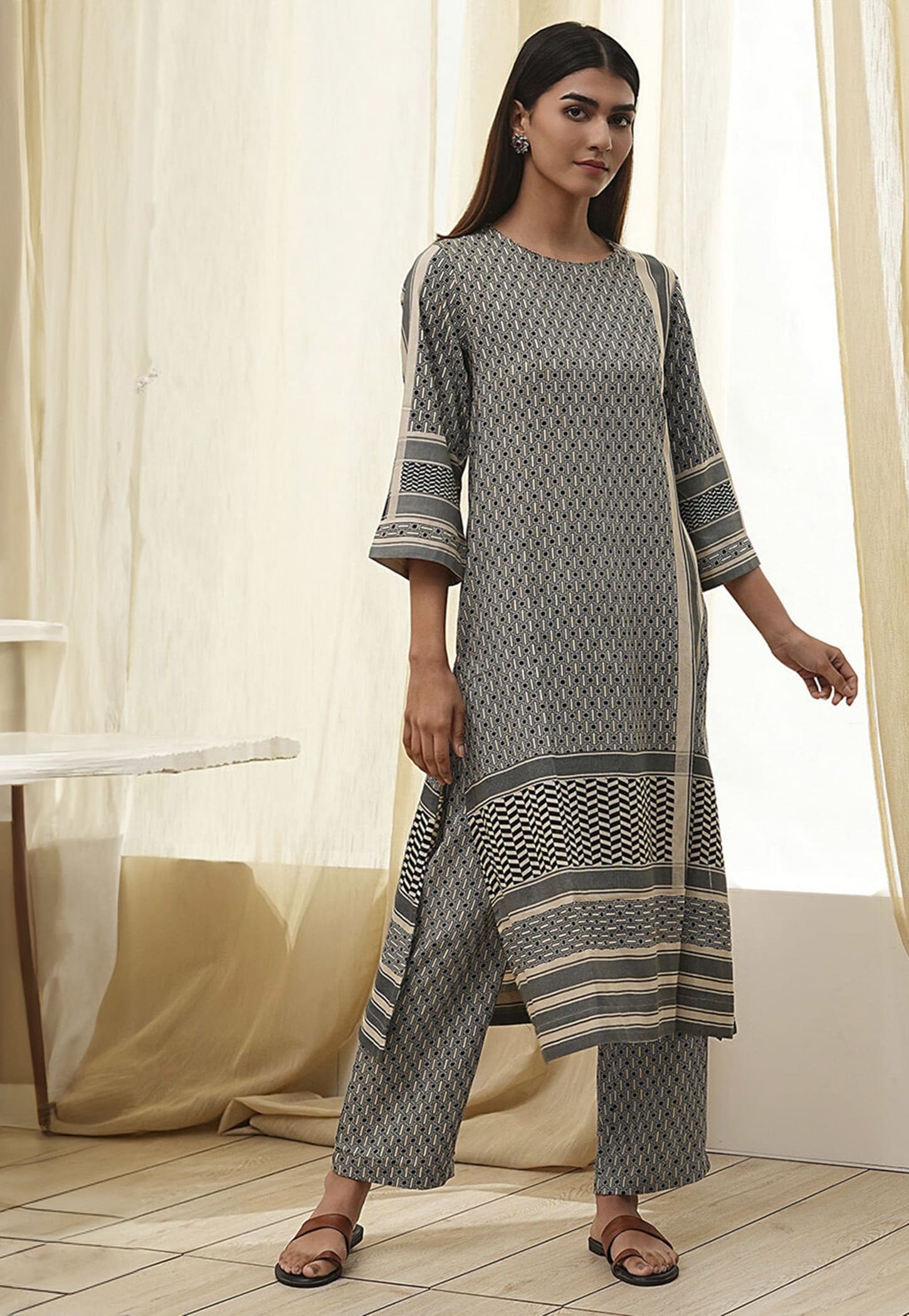 BIBA Geometric Print Straight Kurta Set-picture-32