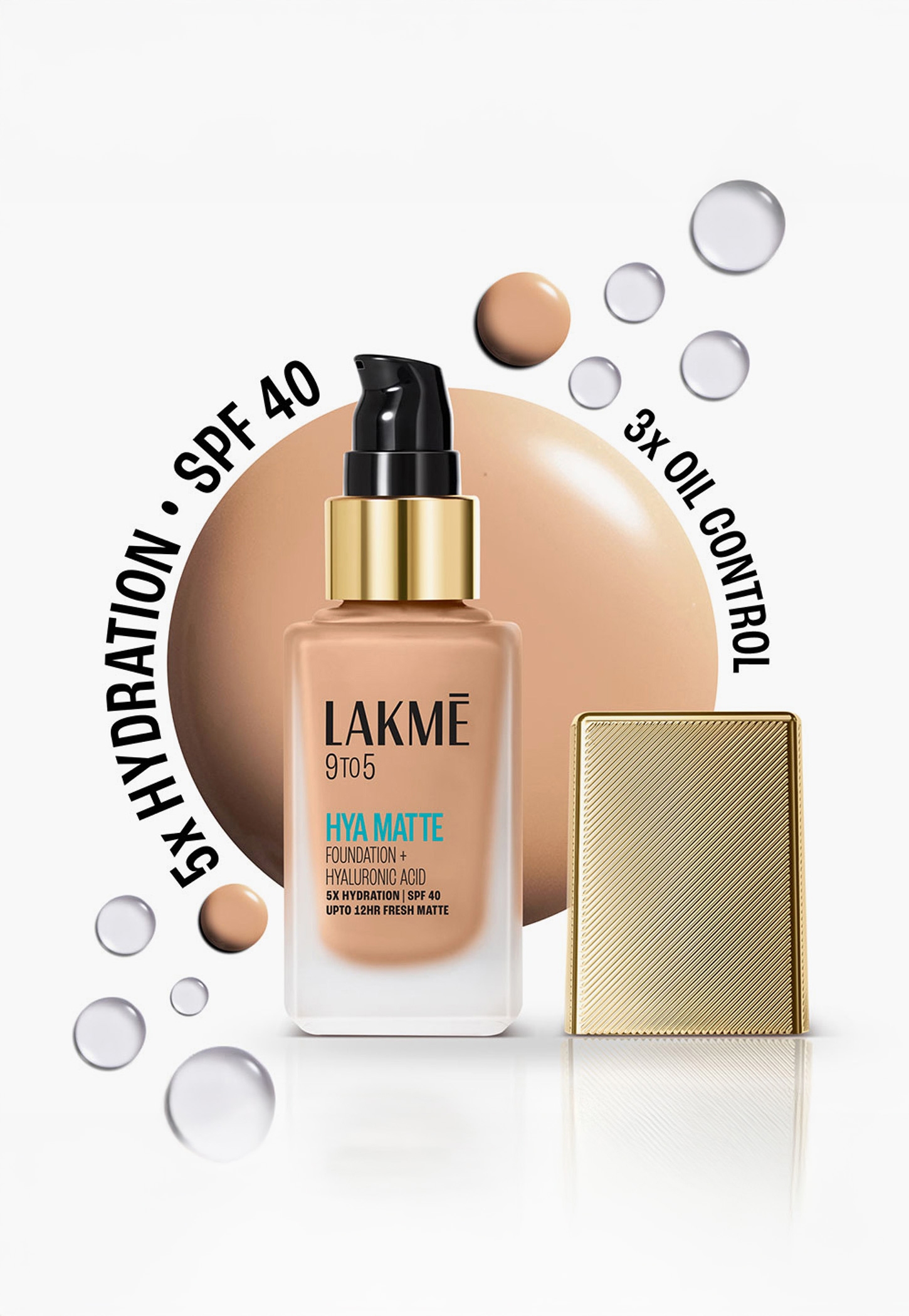 LAKME 9to5 Hya Matte Foundation + Hyaluronic Acid - Warm Natural - 25ml-picture-40