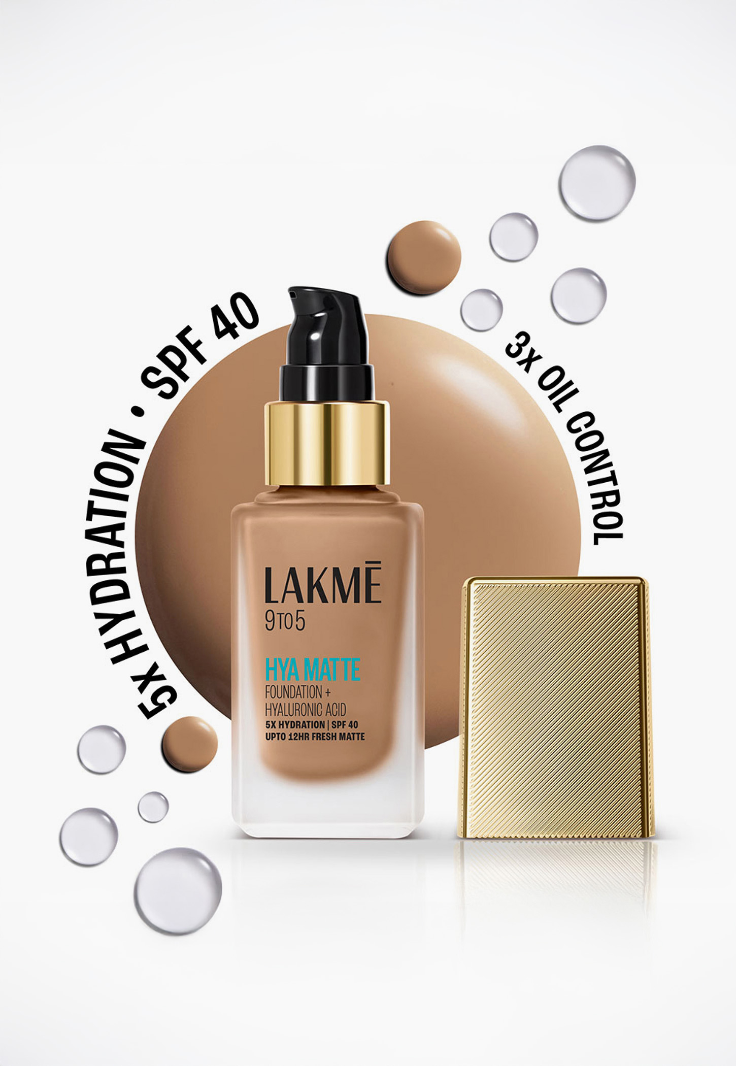 LAKME 9to5 Hya Matte Foundation + Hyaluronic Acid - Warm Caramel - 25ml-picture-53