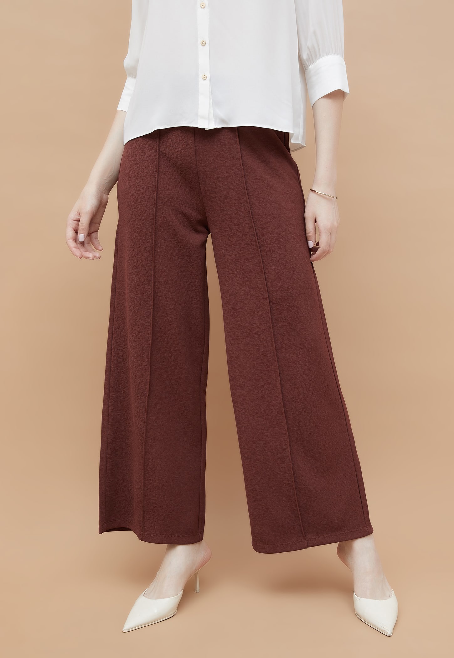 CODE Pintuck-Detailed Wide Leg Trousers-picture-27