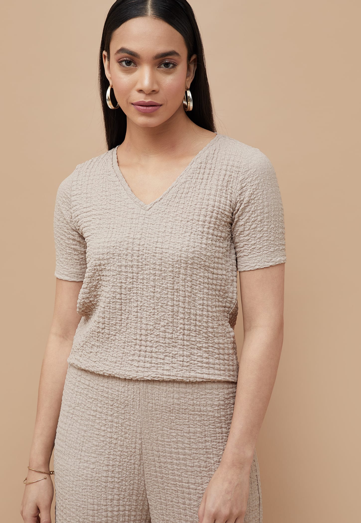 CODE Textured V-Neck Top-picture-16