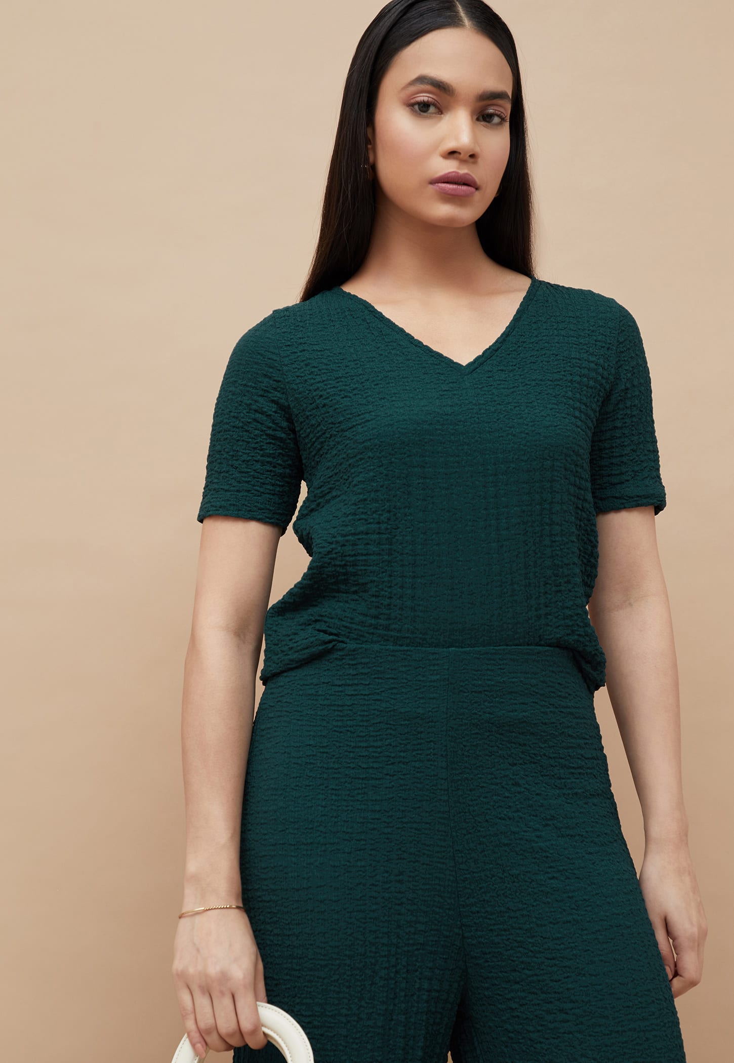 CODE Textured V-Neck Top-picture-14