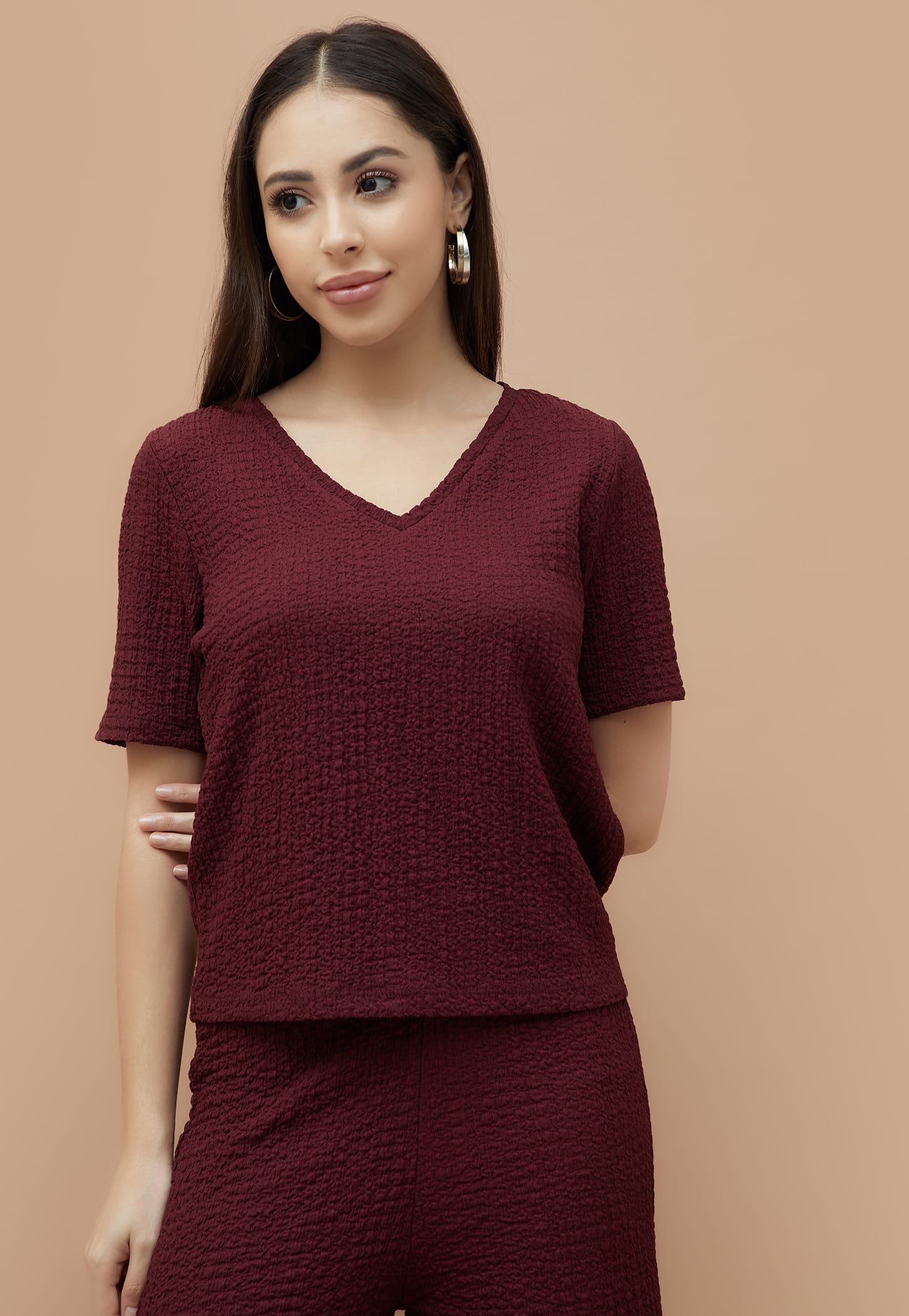 CODE Textured V-Neck Top-picture-20