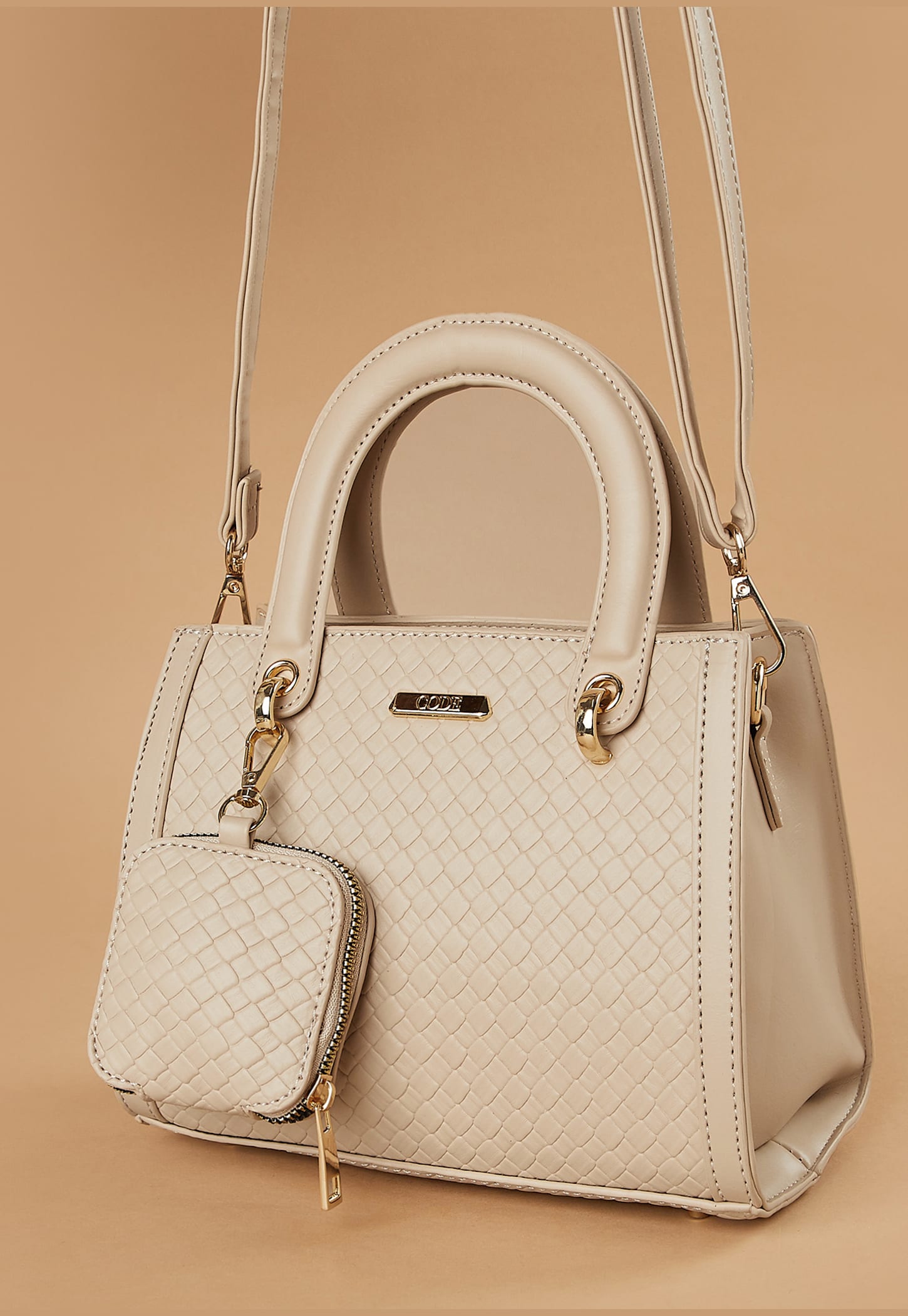 CODE Patterned Handheld Bag with Wallet-image-48