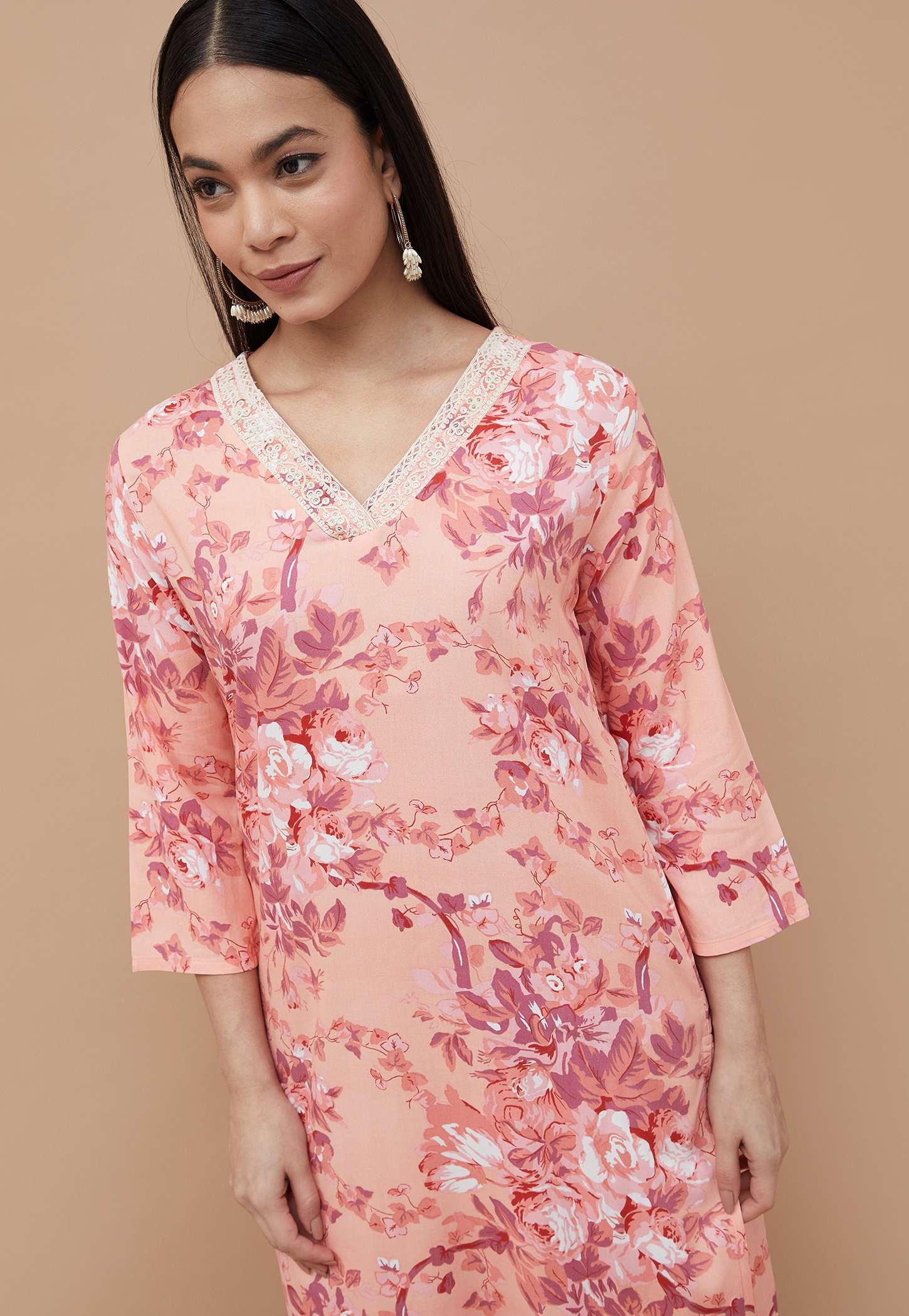 MELANGE Floral Print Straight Kurta-picture-49