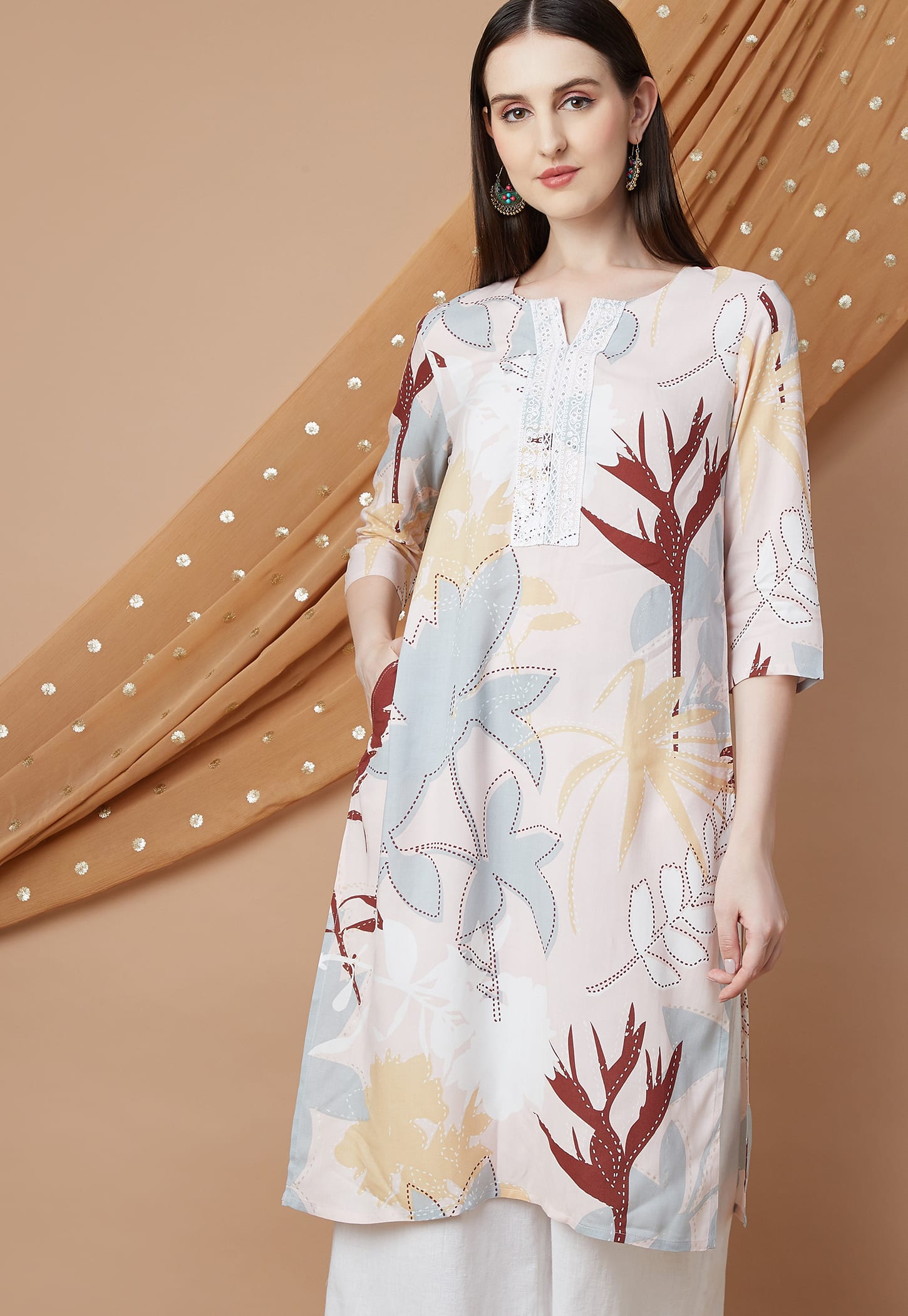 MELANGE Floral Print Straight Kurta-picture-36